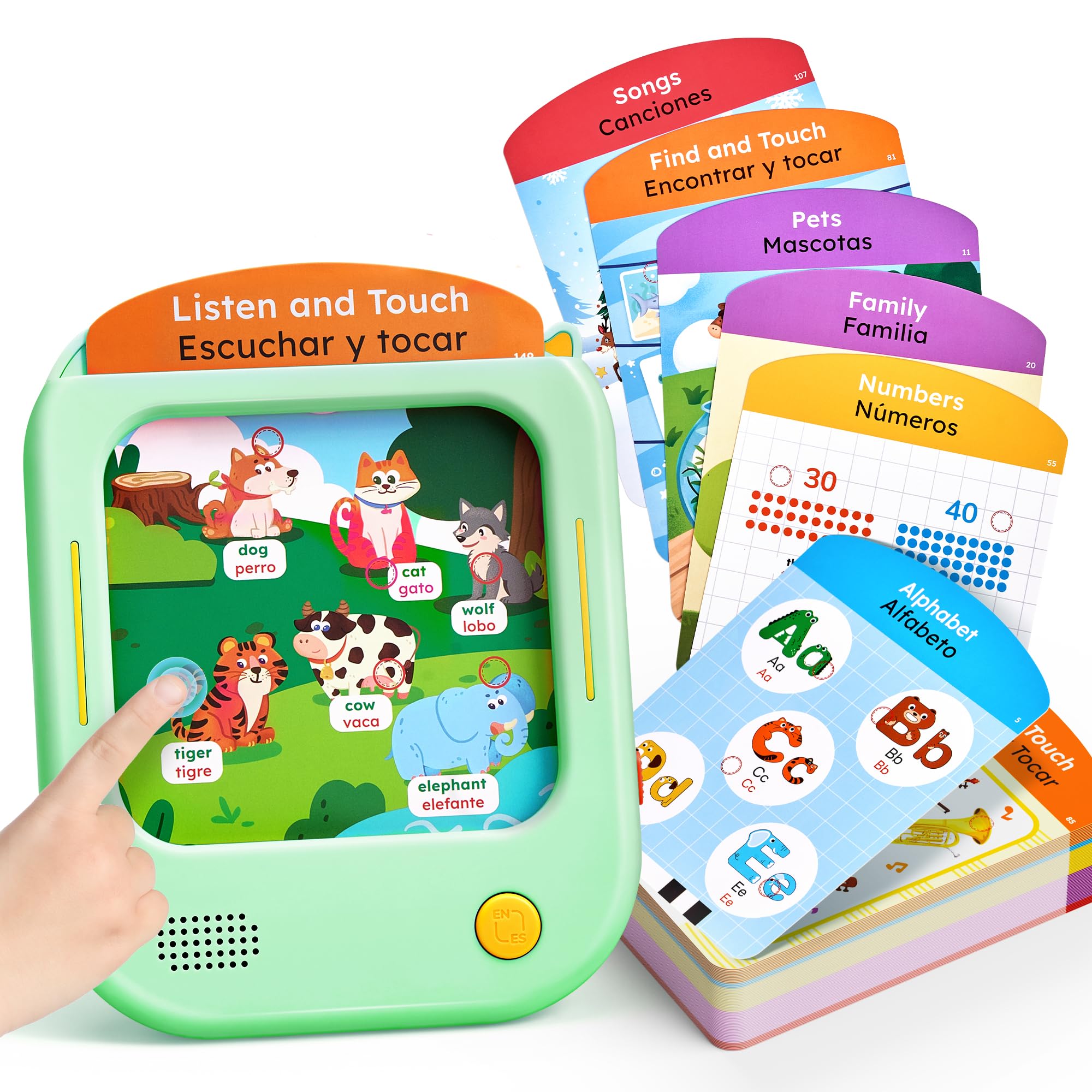 JoyCat Bilingual Kids Learning Tablet, Spanish-English Talking Flash Cards