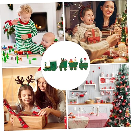 Miniatura 3 de Tren de Navidad Tren de Madera Tren Ornamento de Tren de Navidad para Niños Tren de Juguete Tren Debajo del Árbol de Navidad, Tren Ferroviario,