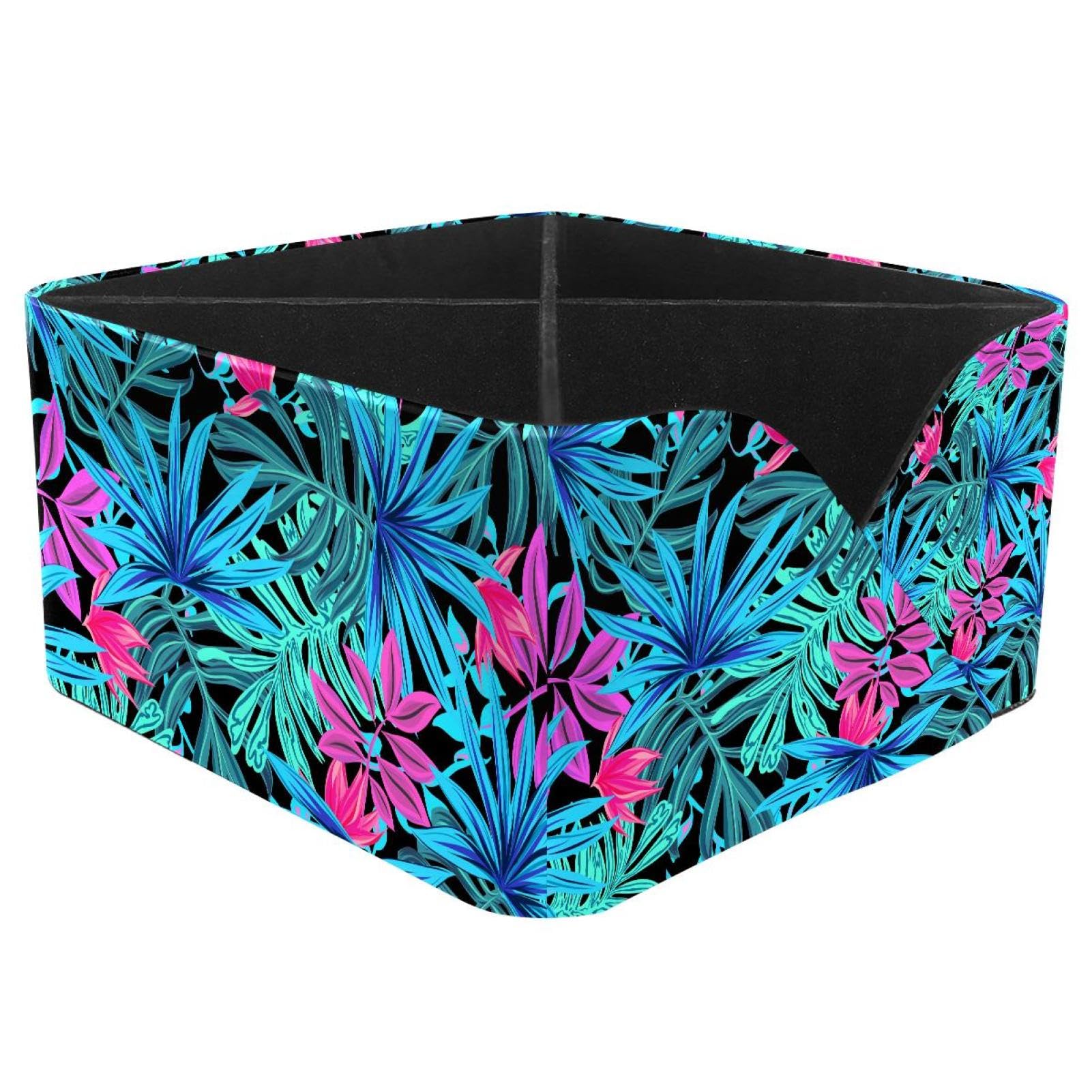 KengjuTesu Tropical Leaves Desktop Organizer Pen Holder, Rectangular Pencil Cup for Office, Study and Makeup Stations