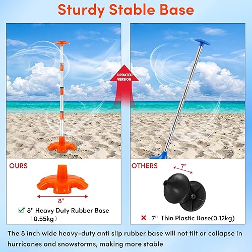 Miniatura 4 de Paquete de 2 postes de soporte para cubierta de barco, poste de soporte de aluminio ajustable en altura con base de goma antideslizante, sistema de