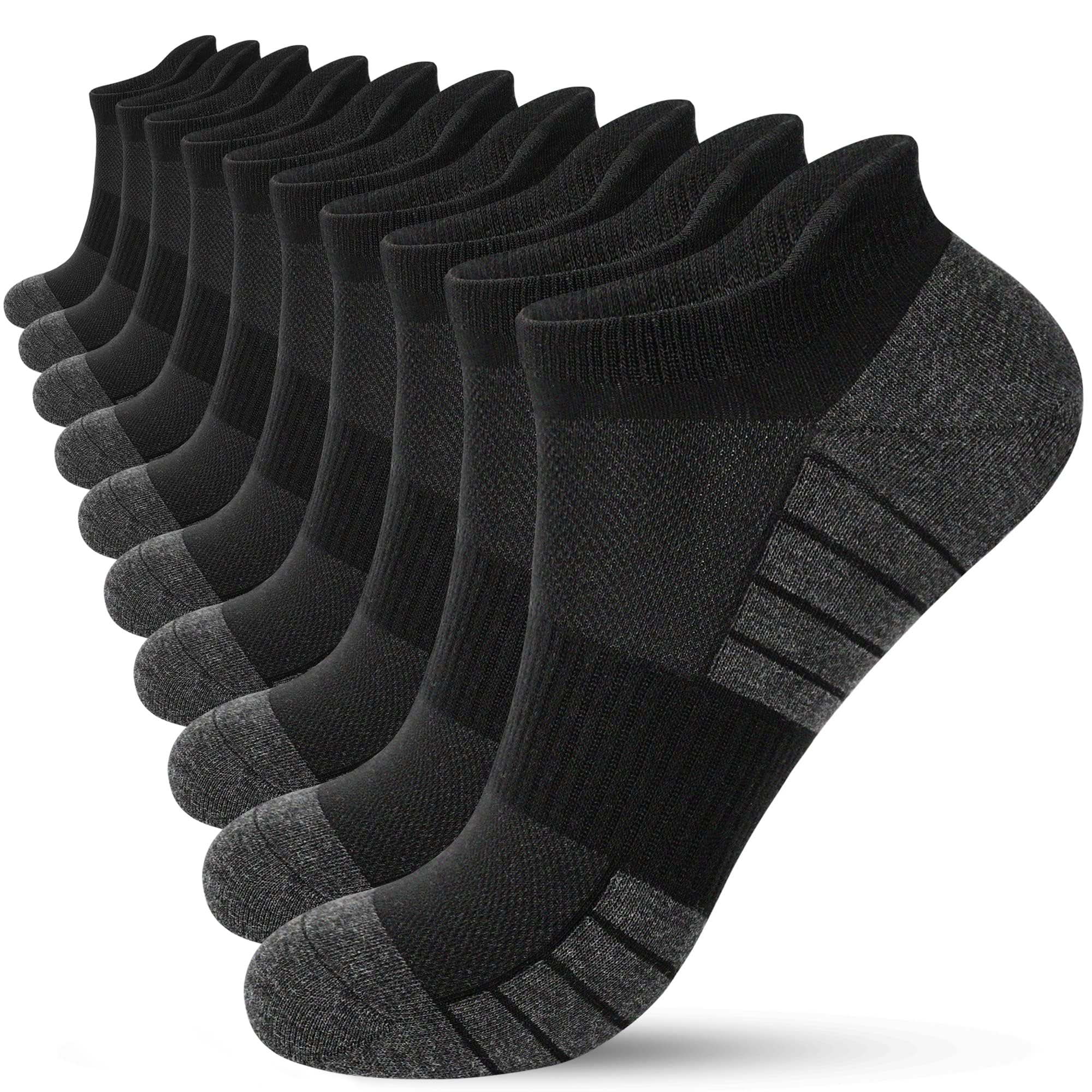 HIYATO 10 Paar Sneaker Socken Herren Damen, Atmungsaktive Sportsocken, Baumwolle Kurz Laufsocken