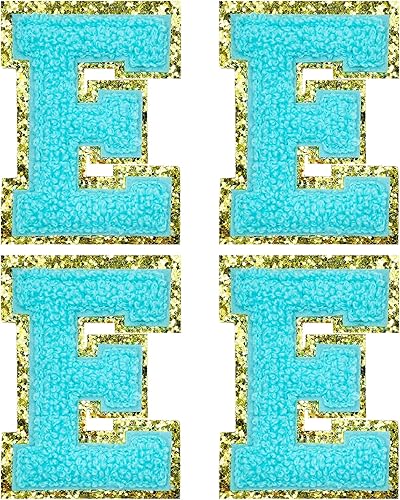 Miniatura 32 de Jongdari Letras termo-adhesivas de felpilla para ropa, parches de letras del alfabeto con brillantina para coser, con adhesivo planchado, 4