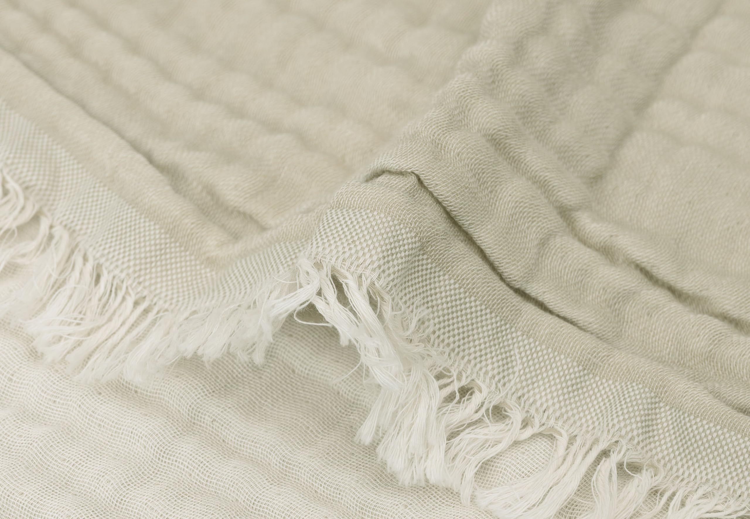 Jollein Fringe Olive Green/Ivory Cot Blanket, 120 x 120 cm, 100% Organic Cotton, for Cot Muslin Blanket, 0.5 TOG - Image 4