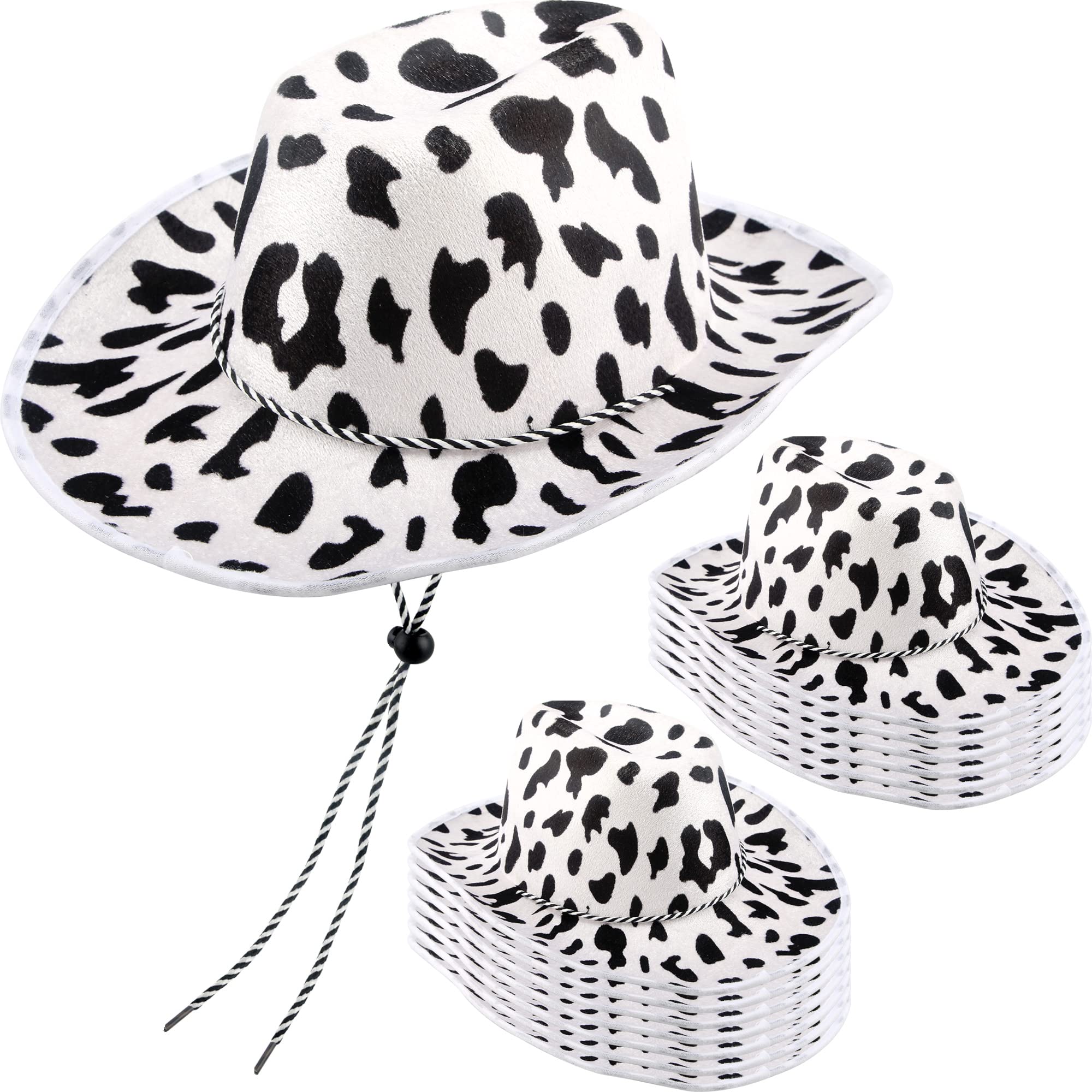 SGBETTER 14 Pack Cow Print Cowboy Hat Bulk Cow Pattern Western Cowboy Cowgirl Hat for Adult Cowboy Theme