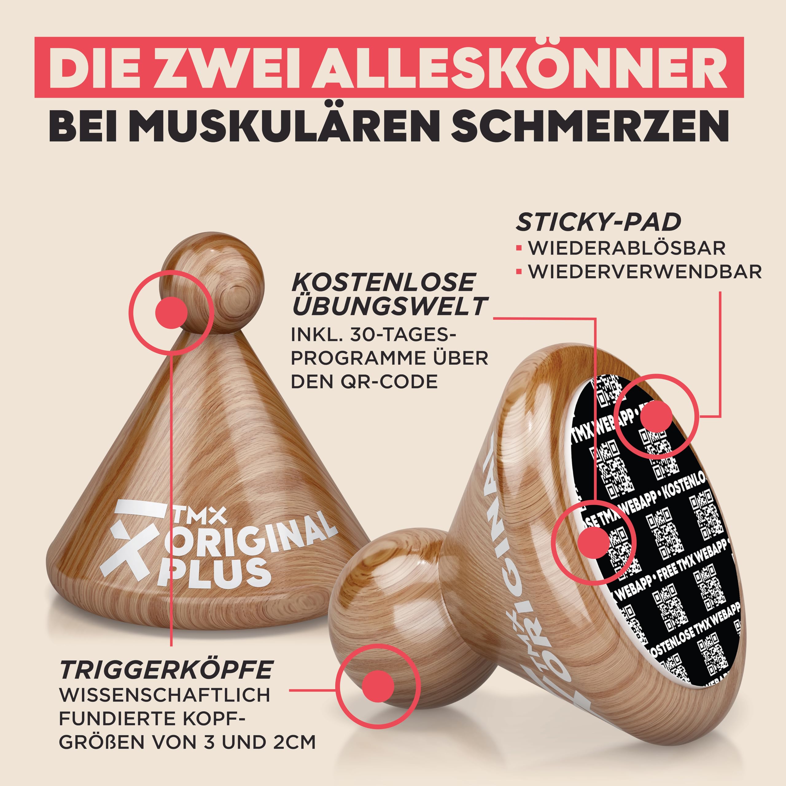 TMX® Komplett-Bundle | Massage-Set | Akupressur gegen muskuläre Schmerzen | Schmerzpunktmassage | Triggerpunktdrücker | Triggerpoint-Massage | 5 Trigger-Tools in einem Set