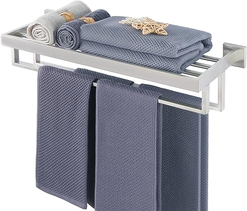 Miniatura 1 de Alise GOY8002-LS - Toallero de baño con 2 toalleros soporte de almacenamiento de toallas de montaje en pared acero inoxidable SUS 304 níquel