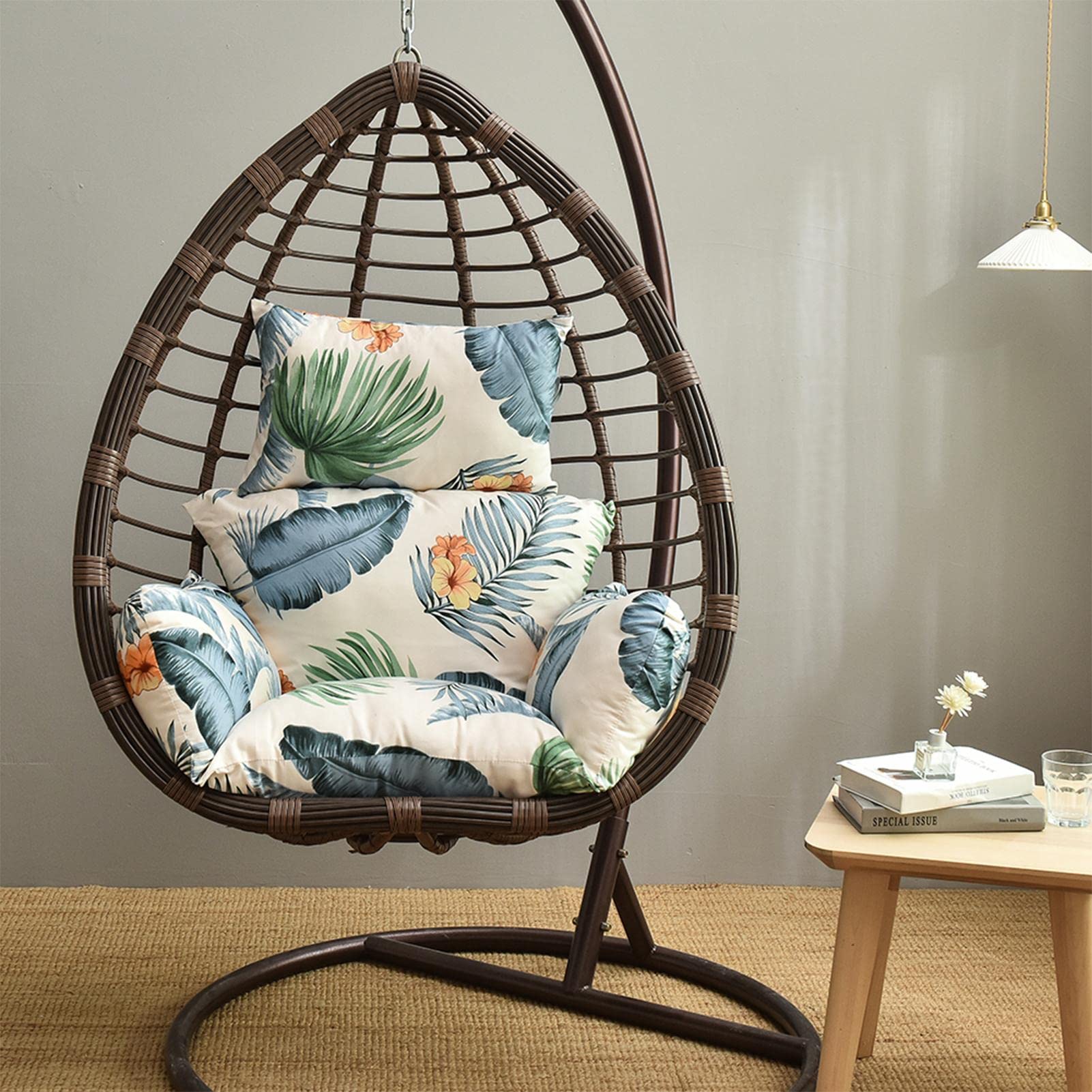 Cojín para silla colgante, cojín para silla colgante, cojín para silla doméstica, para interior y exterior, cojín de columpio para el tiempo libre, cojín lavable para el patio, para colgar en el huevo