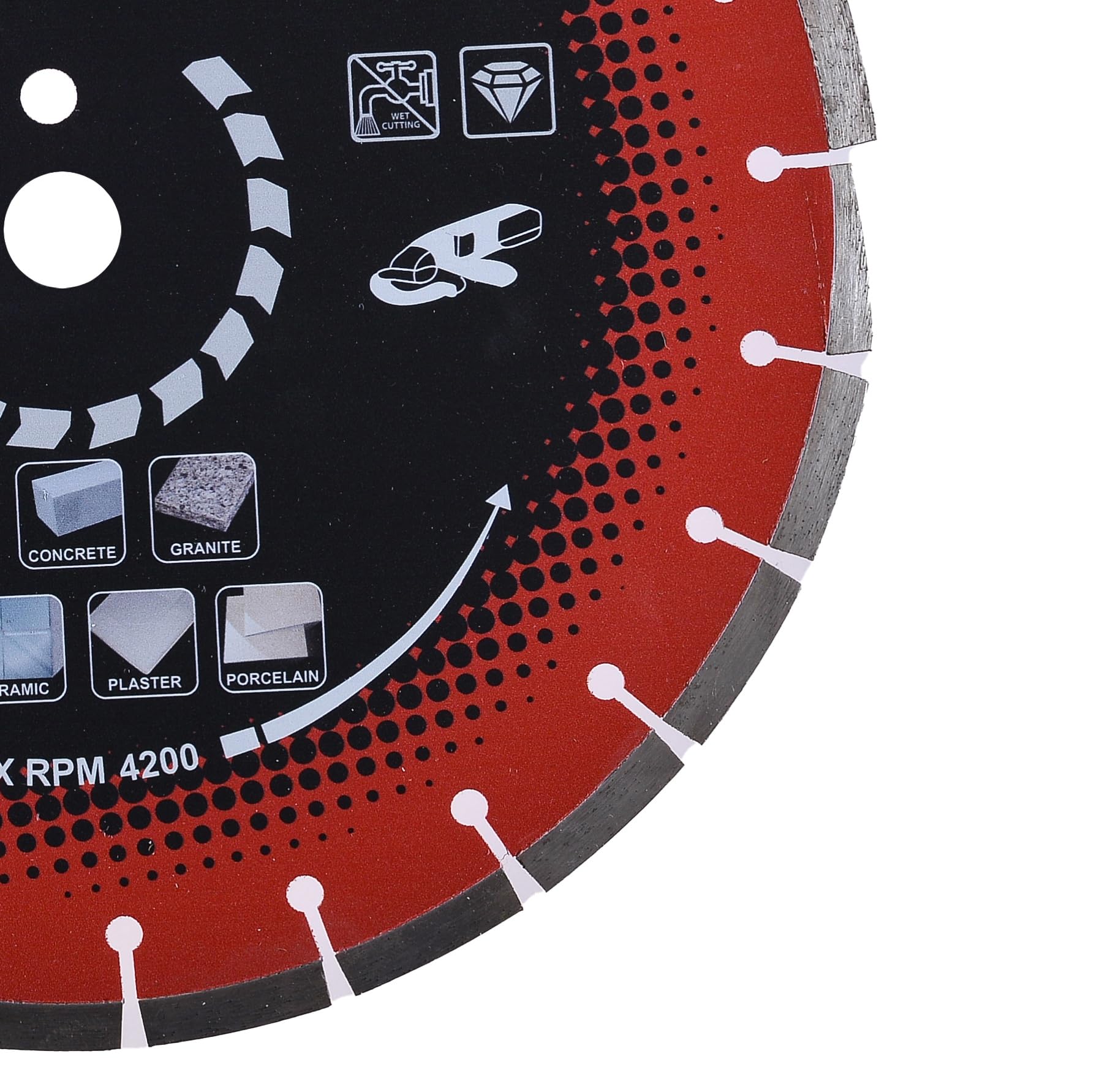 Disco de corte de diamante, 350 mm, 10 mm, segmentos turbo soldados con láser, con diente protector, para hormigón, piedra, granito, orificio de 25,4 mm, ideal para asfalto y