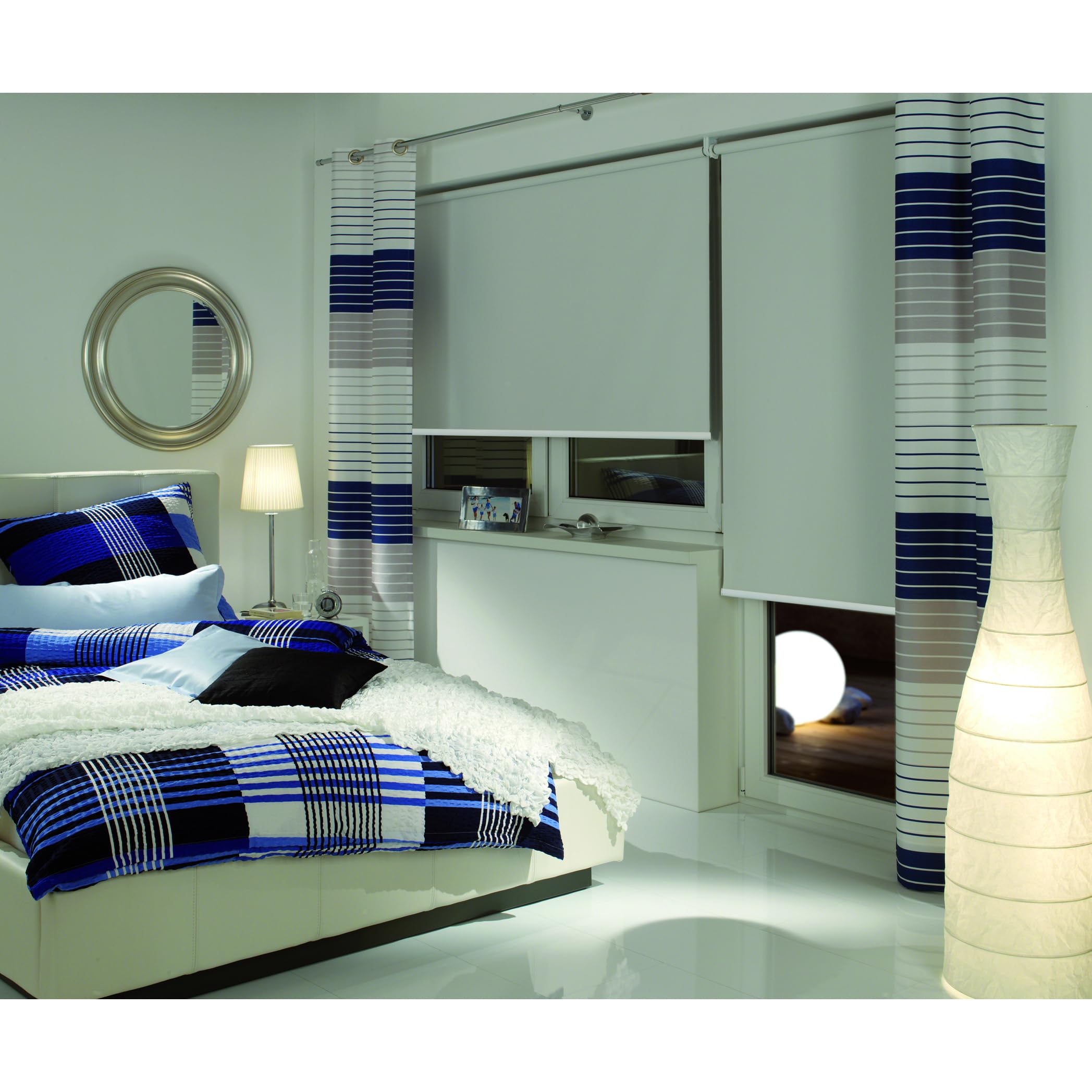 Gardinia Tenda Oscurante a Rullo con Catenella Laterale, Installazione a Parete, soffitto o nicchia, Opaca, Kit di Montaggio Incluso, Bianco, 182 x 180 cm (LxA), Tela