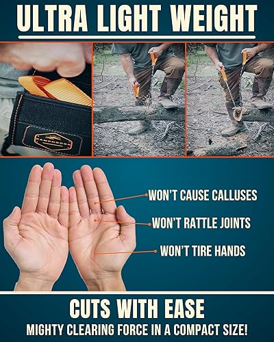 Miniatura 4 de Sierra de Cadena de Bolsillo de 36 Pulgadas Negra - Sierra de Bolsillo de Acero Resistente 65Mn - Sierra de Cadena Manual de 48 Dientes con Mangos