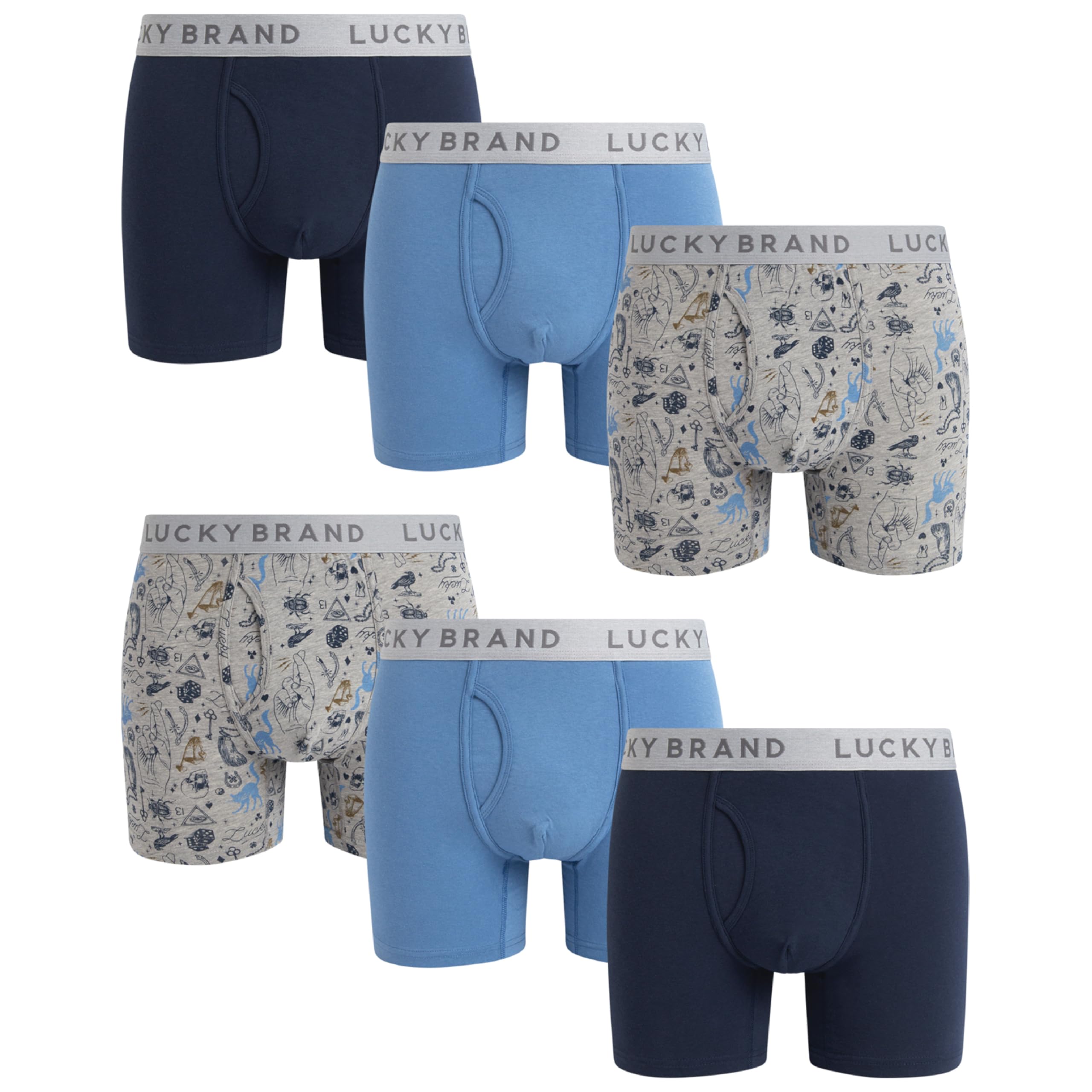 Lucky Brand 6-Pack Cotton Blend Boxer Briefs