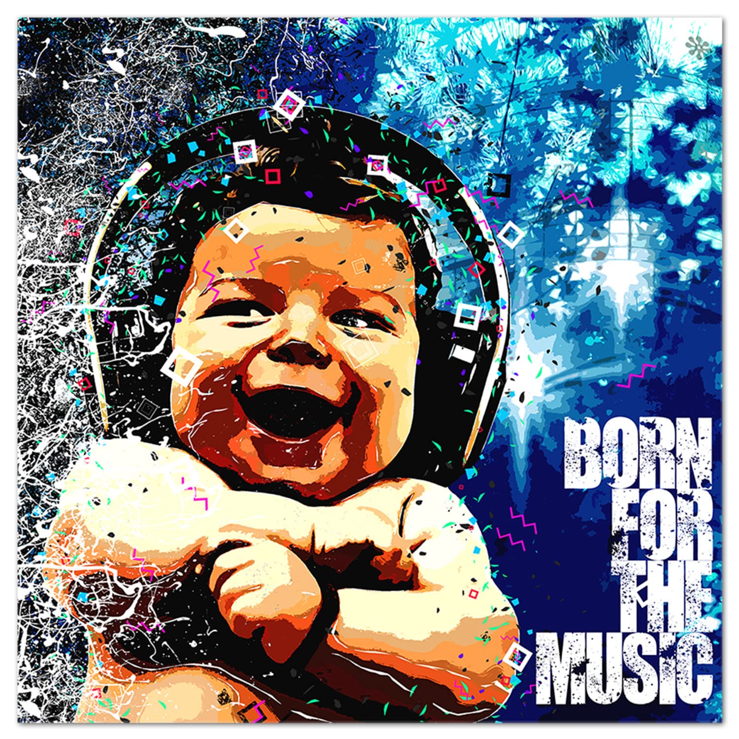 Giallobus - Quadro - Street Art - Born for The Music - Vetro Acrilico - 70x70 - Pronto da Appendere - Quadri Moderni per la casa