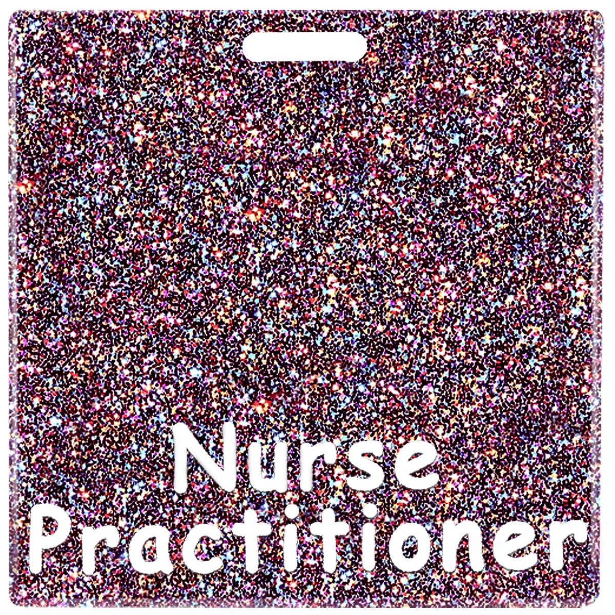 Abamilaka Nurse Practitioner Badge Buddy Card Iridescent Bling Acrylic Badge Reel Holder Buddies Horizontal Identification Tags Glitter ID Name Cards