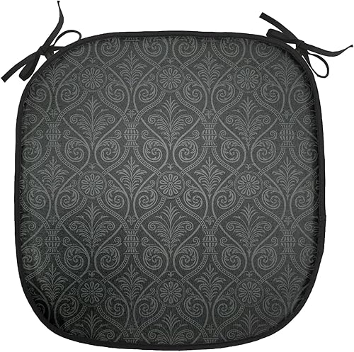 Miniatura 123 de Lunarable Cojín retro para silla, dibujo de chica a la moda en tierra primavera campo margaritas arte, acolchado de asiento para cocina y patio con