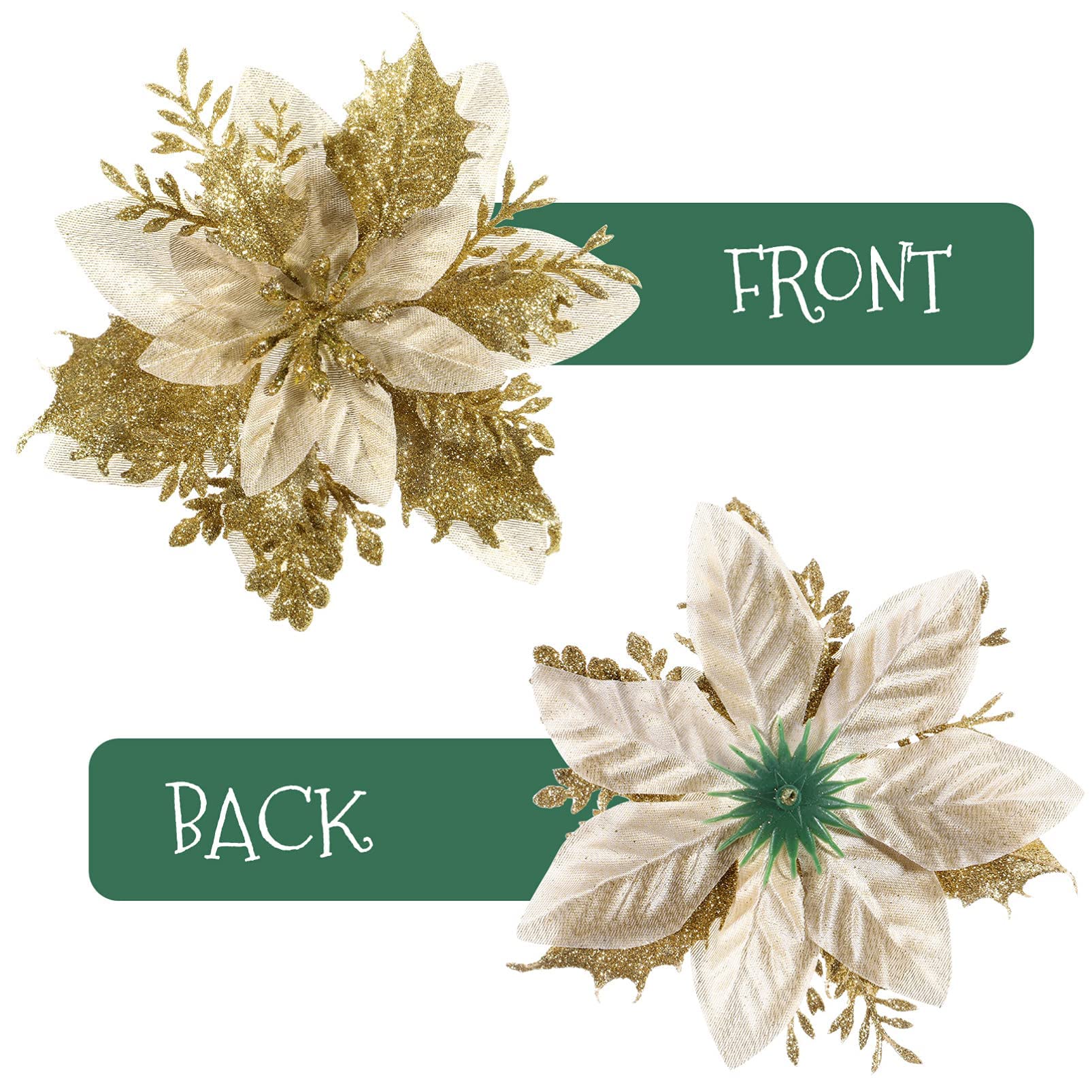 NUOBESTY Christmas Glitter Poinsettia Flowers - Image 4