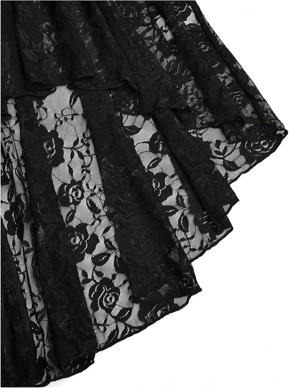 GORGLITTER Women's Plus Size Skirts Goth Renaissance Y2K Floral Mesh Ruched Fishtail Asymmetrical BodyconMaxi Skirts