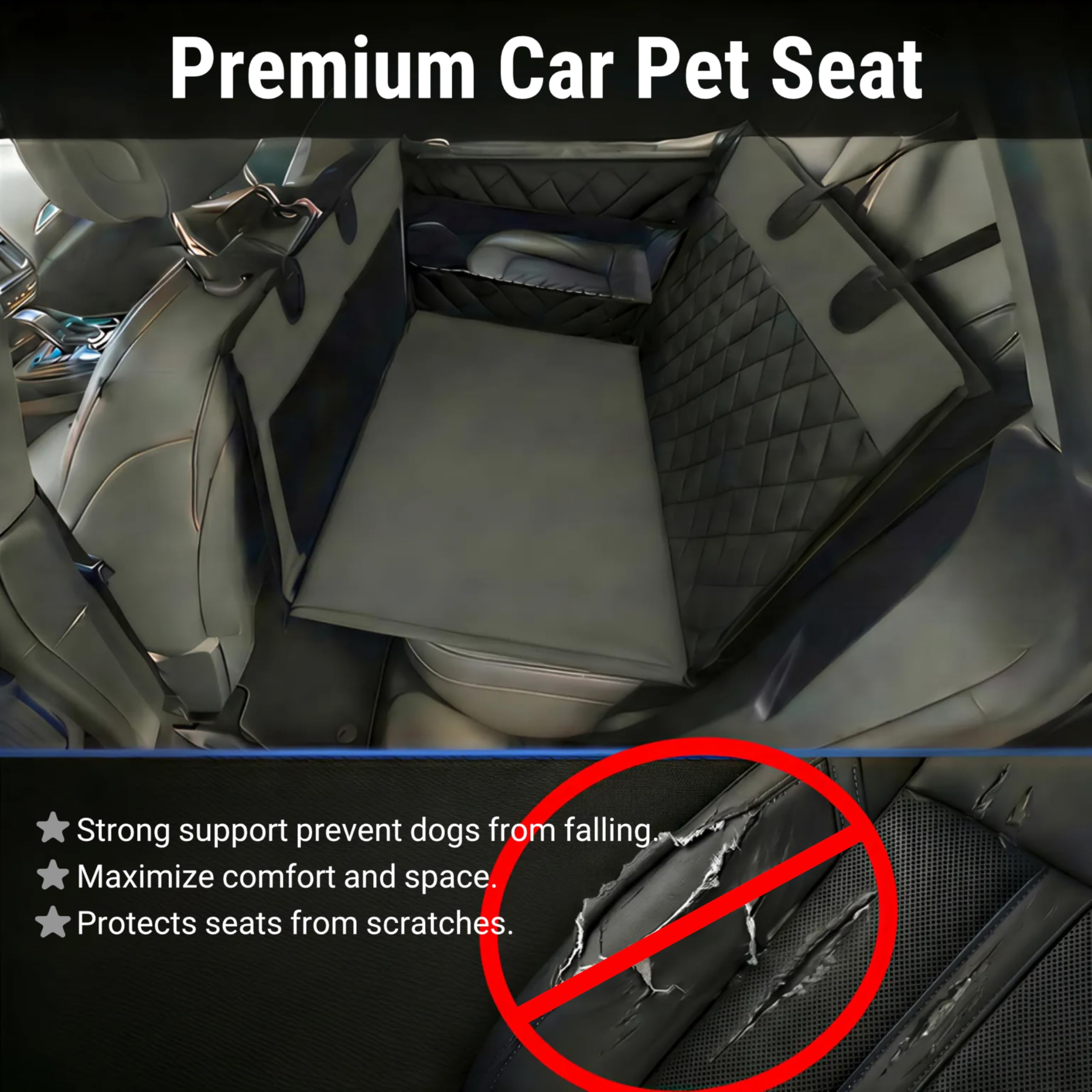 Urbiscape Dog Car Seat for Large Dogs – Sturdy Waterproof Pet Booster with Interior Tether – Washable Reinforced Travel Bed for Comfortable Trips - Large, Medium, and Small Pets - 21x21x20 - image 7