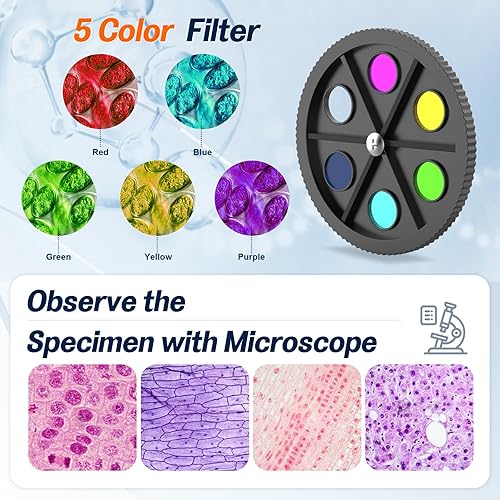 Miniatura 3 de Microscopio para adultos y niños - Microscopios monoculares 40X-2000X con juego de diapositivas, luz LED dual, adaptador de teléfono, microscopios