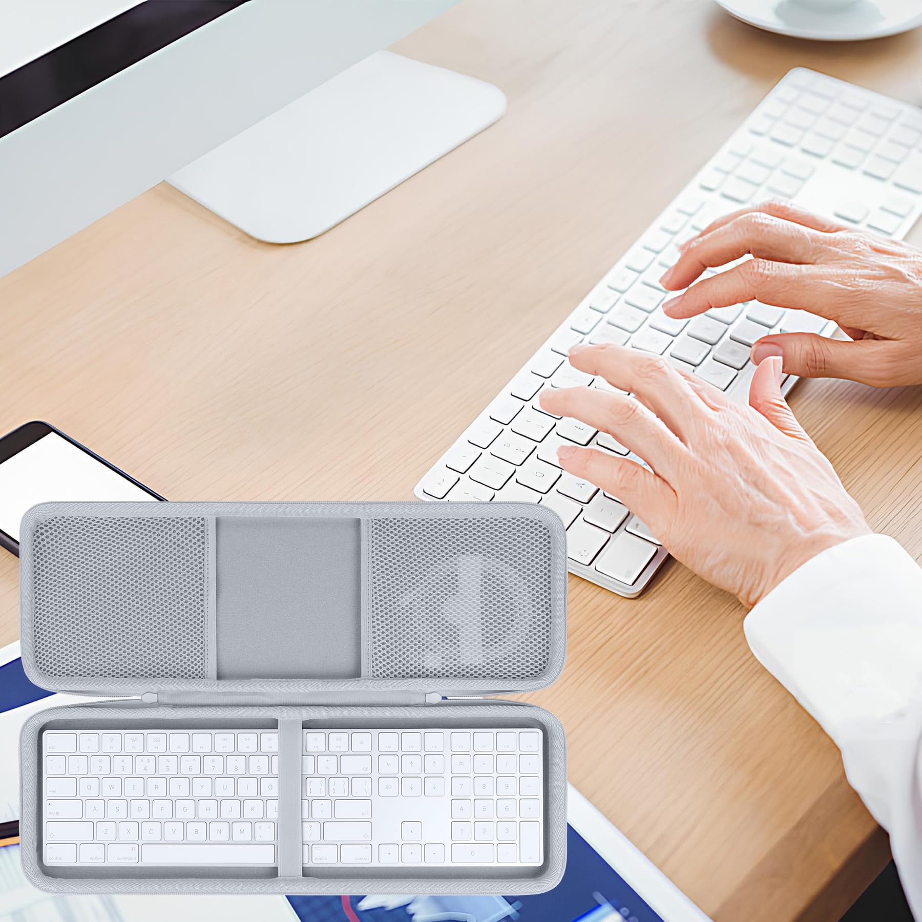 Étui pour Apple Magic Keyboard avec pavé numérique | Coque EVA Rigide, Anti-Chocs & Rayures, Multi-Usages, Compartiments Séparés, Sac Transport Clavier Pavé Numérique