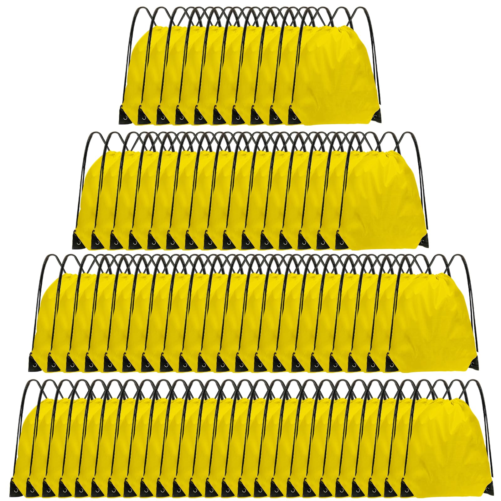 Grneric Drawstring Backpack Bulk 70Pcs String Backpack Drawstring Bags Cinch Bag Sackpack for Men Women Gym(Yellow)