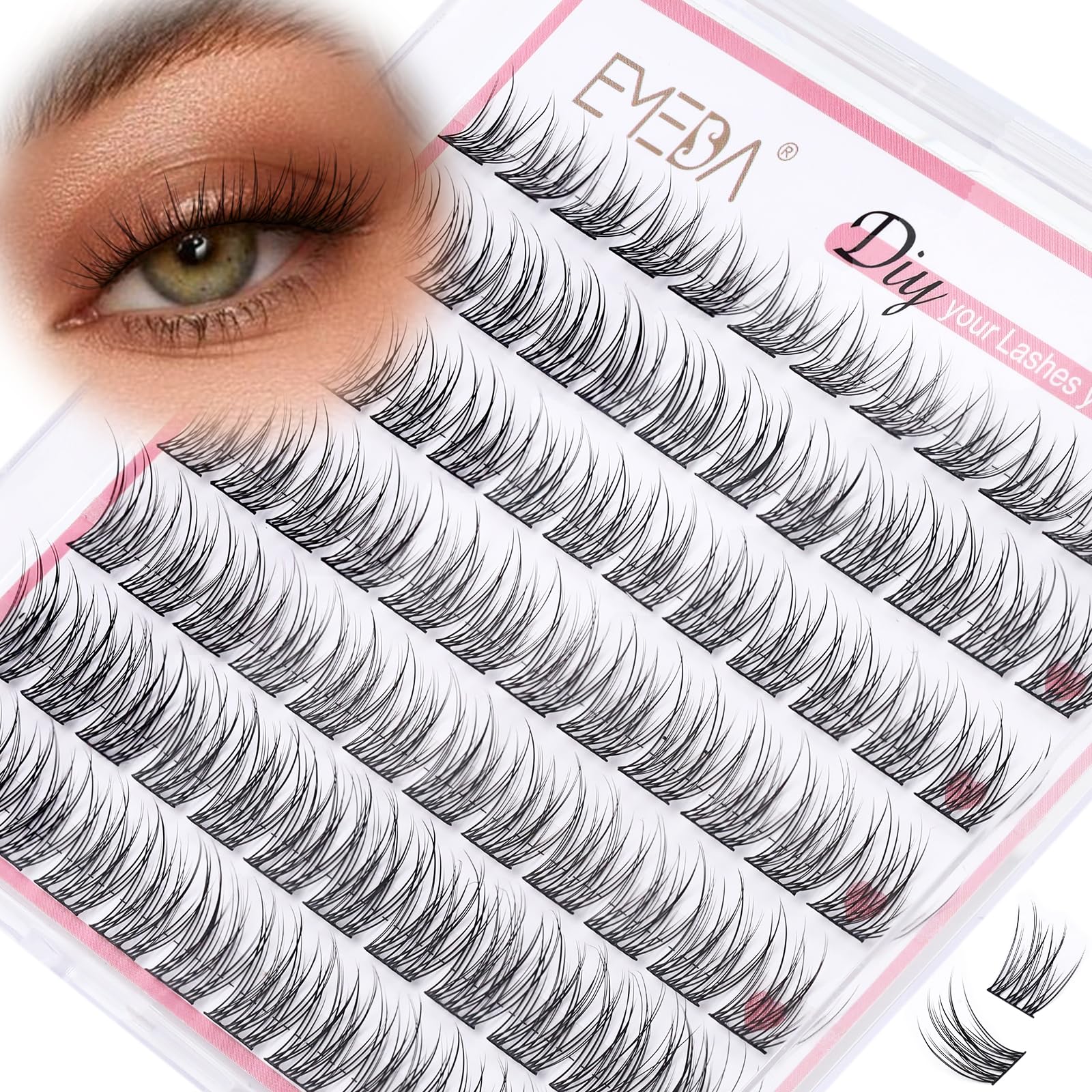 EMEDA DIY Eyelash Extensions Individual Lash Extensions Clusters 70 Pcs 11mm 10mm 12mm Natural Look Lash Ribbons D Curl Soft And Lightweight DIY Lash Extensions For Home Use (D03)