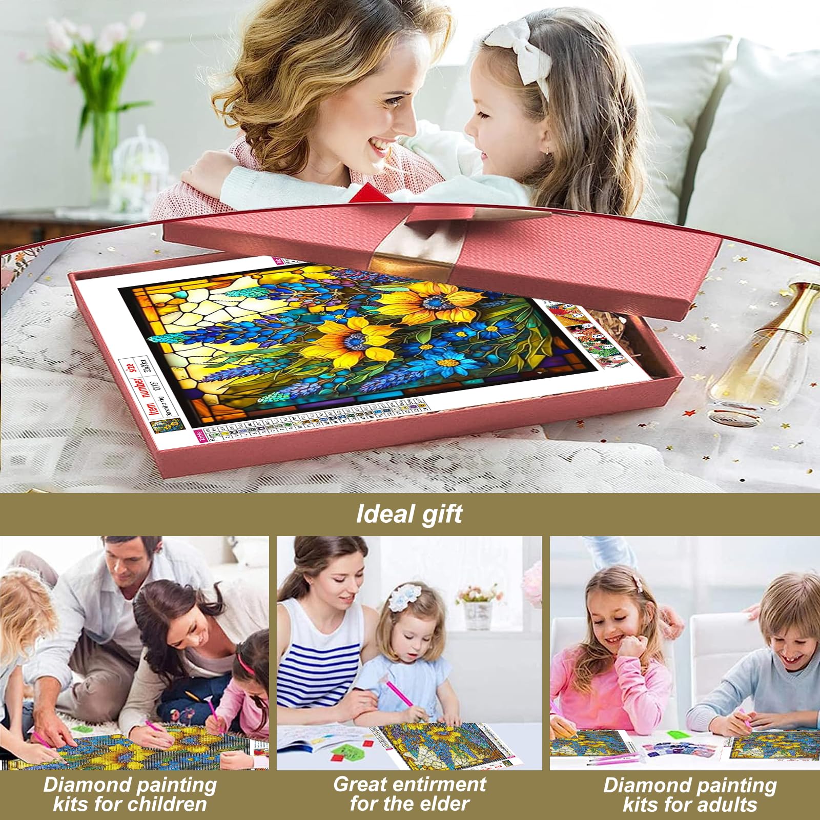 Stalente Diamond Painting Kits for Adults Sunflower 5D DIY Diamond Art Kits for Beginners Round Full Drill Diamond Painting for Home Wall Decoration Gift 30×30cm/12×12inch - Image 3