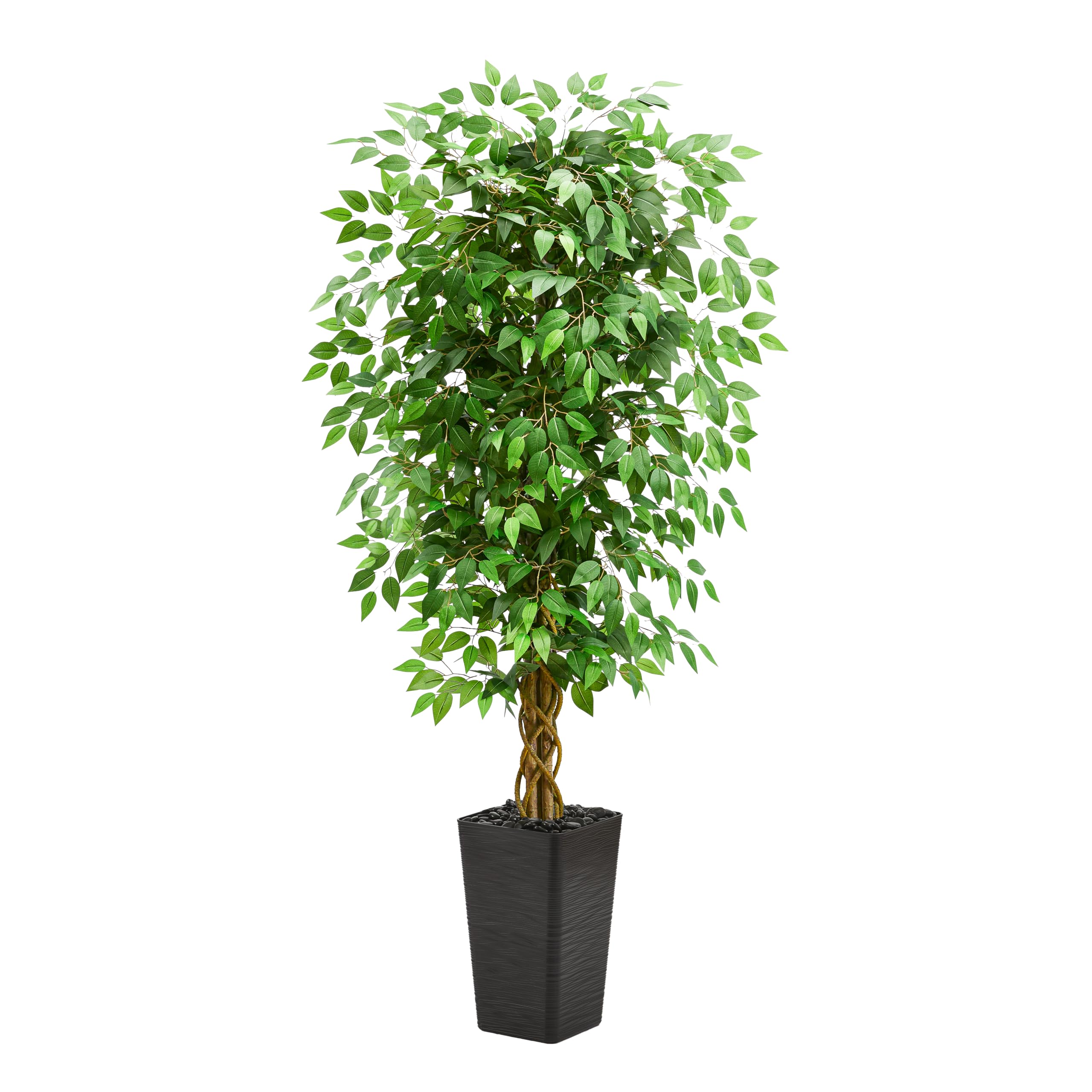 TXABL 5FT Artificial Ficus Tree, Large Fake Plants with Black Tall Planter