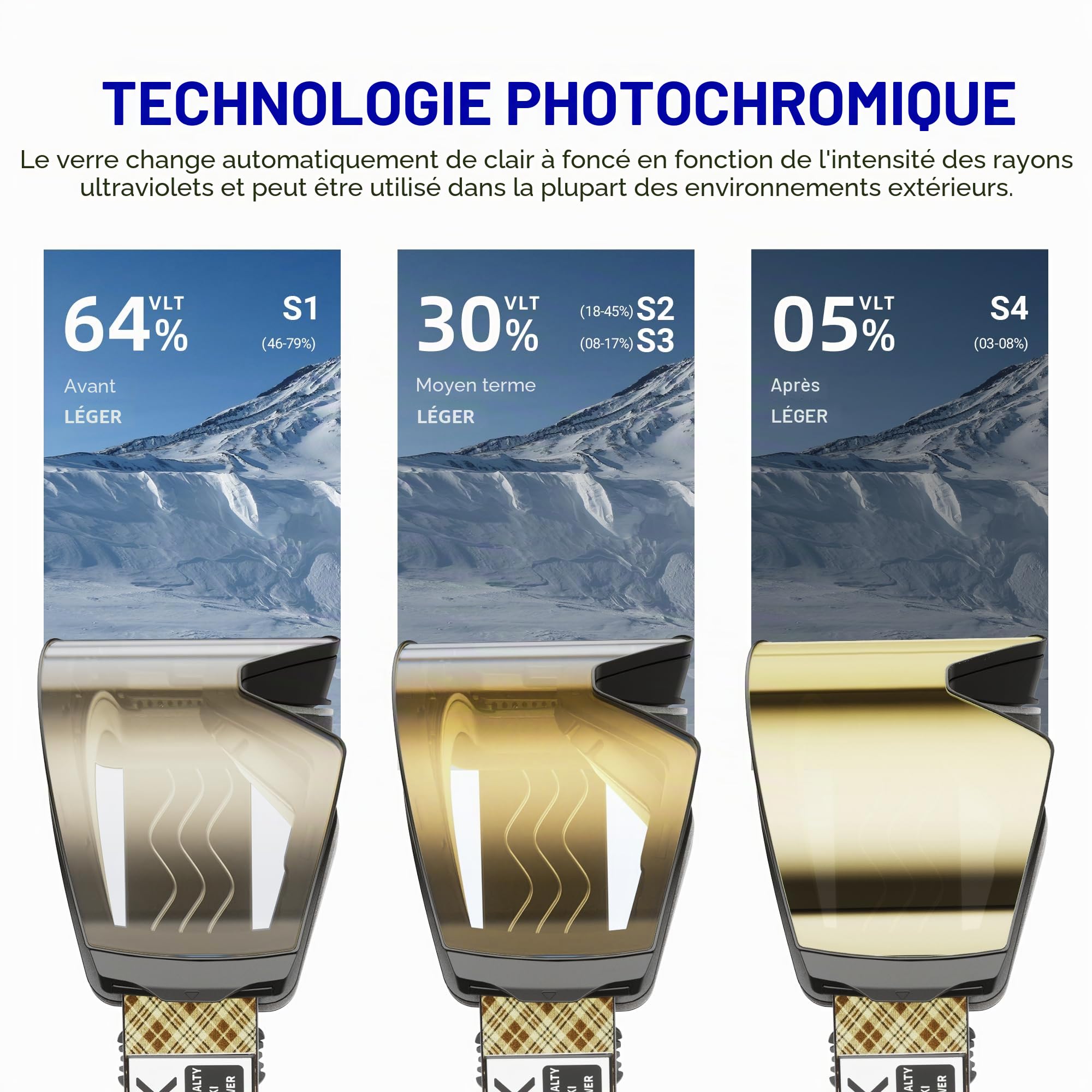 KAPVOE Masque de Ski Photochromique Magnétique Antibuée OTG K721