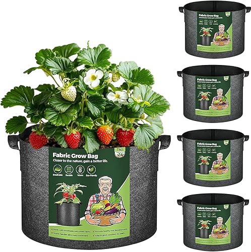 T4U Bolsas de cultivo de plantas de tela con asas 10 galones paquete de 10 unidades resistente no tejida maceta de jardín inteligente contenedor de