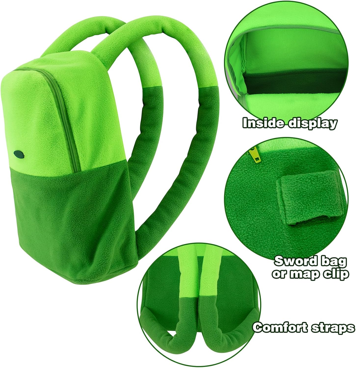 DAZCOS Green Medium Backpack Anime Character Cartoon Unisex Cosplay Costume Accessories Bag for Adult Everday Use Party (Green) - Image 3