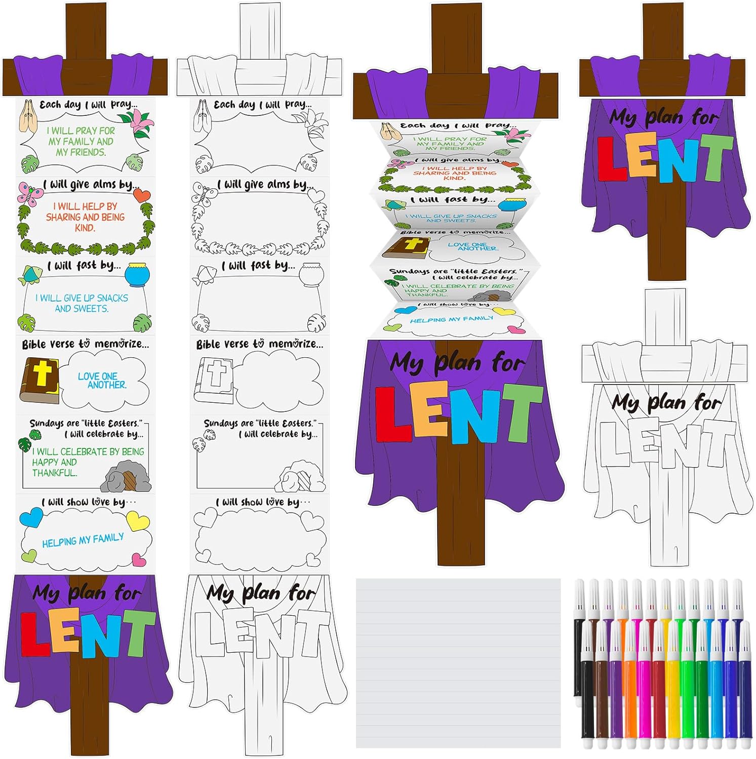 Cinrobiye 24 Sets Easter Story Coloring Craft Kit Easter Jesus Wheel Crafts Religious Holy Week Sunday School Bible Last Week Art Activities for Family School Classroom Party (Jesus)