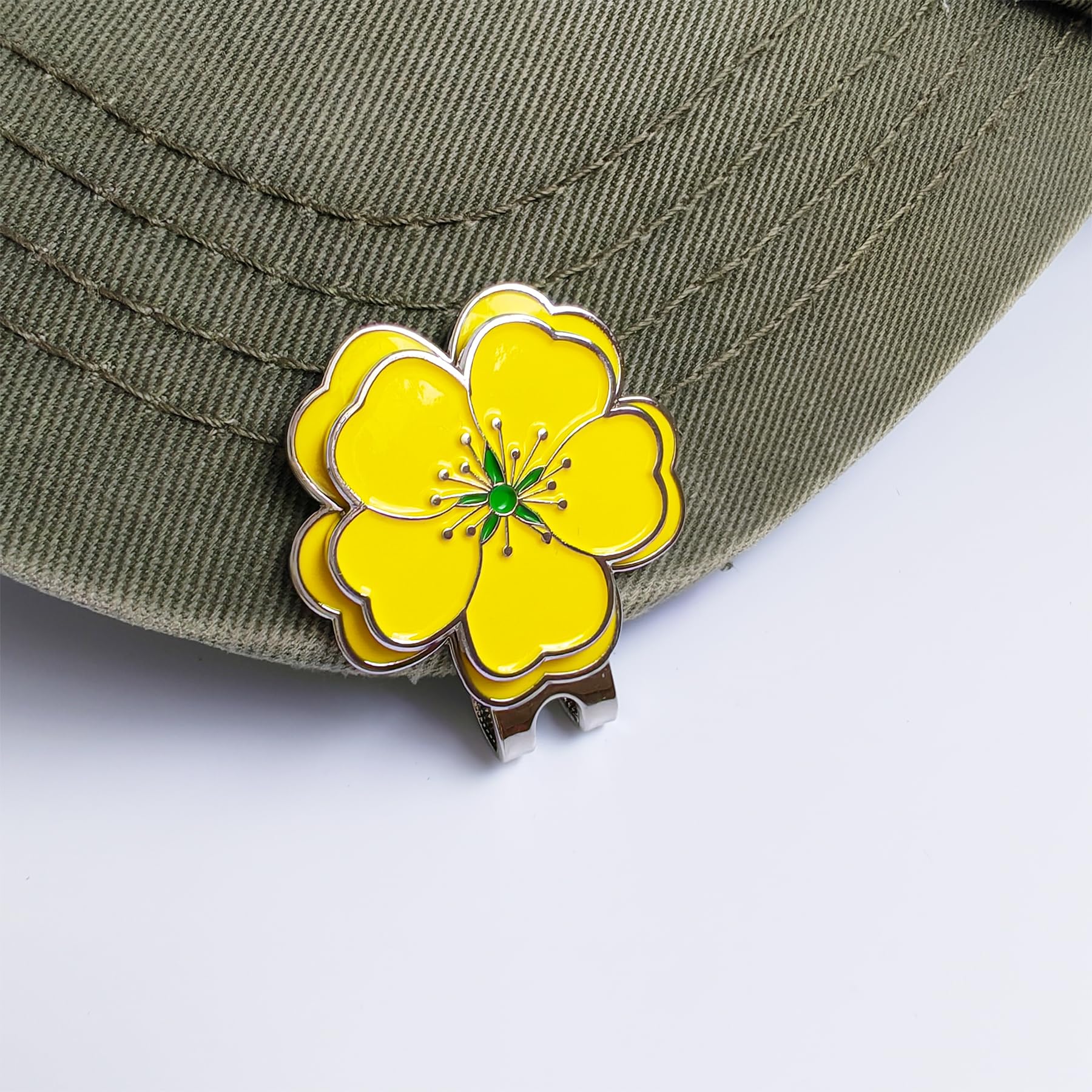 Eshan Marcador de pelota de golf y clip magnético para sombrero de golf, juego de clips de trébol de flores, marcadores de bolsa de golf, accesorios de regalo para mujeres
