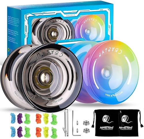 Vista 27 de MAGICYOYO Yoyos de doble propósito, paquete de 2, Yoyo de metal N11 y plástico Yo Yo K2 Crystal White Responsive Yo Yos para niños principiantes