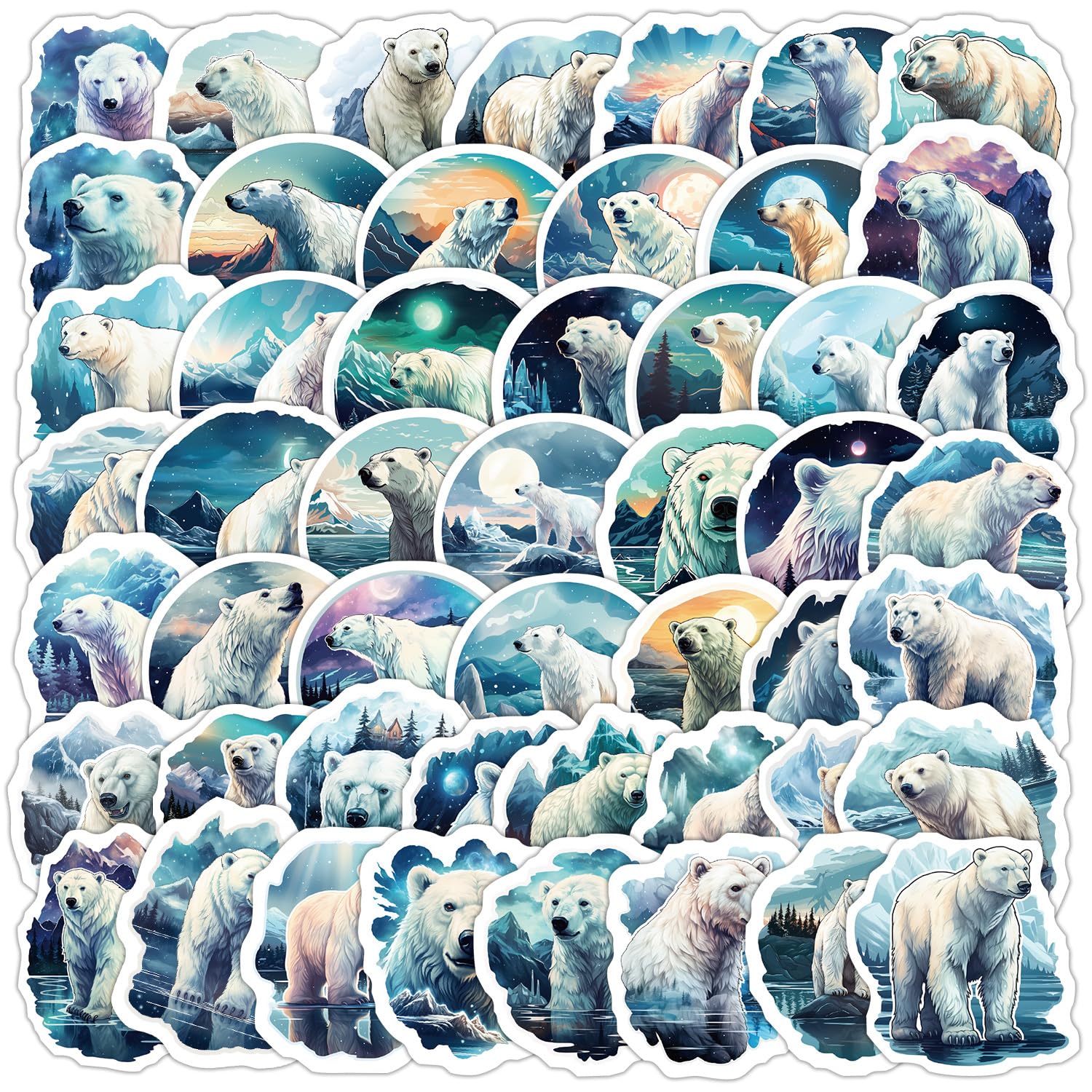 Polar Bear Stickers 100PCS for Laptop Water Bottle Scrapbook Bike Phone Skateboard Computer Bicycle Journal Guitar Helmet,Cute Cartoon Animals Graffiti Aesthetic Decals for Teens Kids Adults