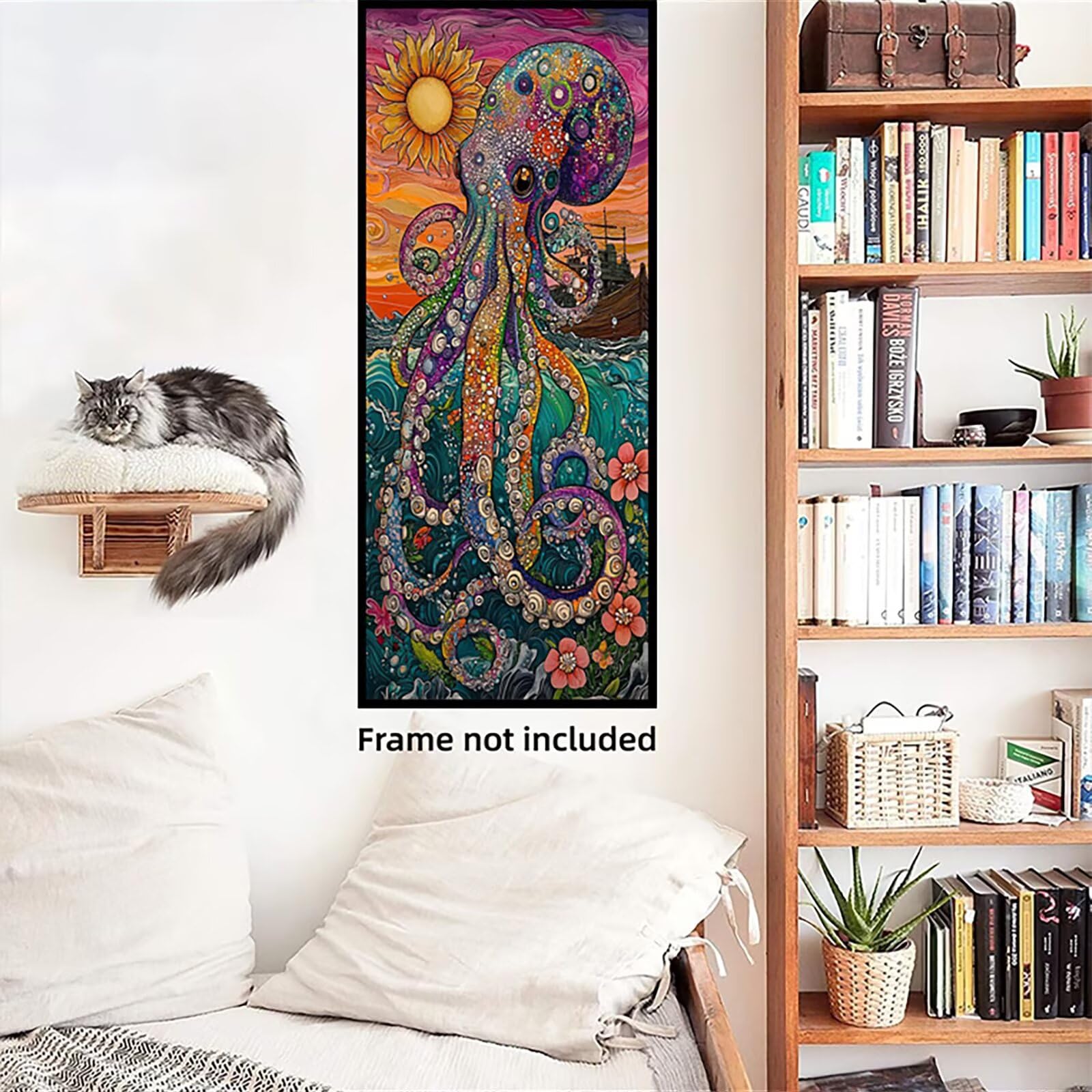 Malen Nach Zahlen 50x150cm Leinwand Tier Malen Nach Zahlen Erwachsene mit Ohne Rahmen, DIY Kreativ Set für Erwachsene mit Pinseln und Acrylfarbe, Zimmer Deko Oktopus Landschaft Geschenk, P0M-659