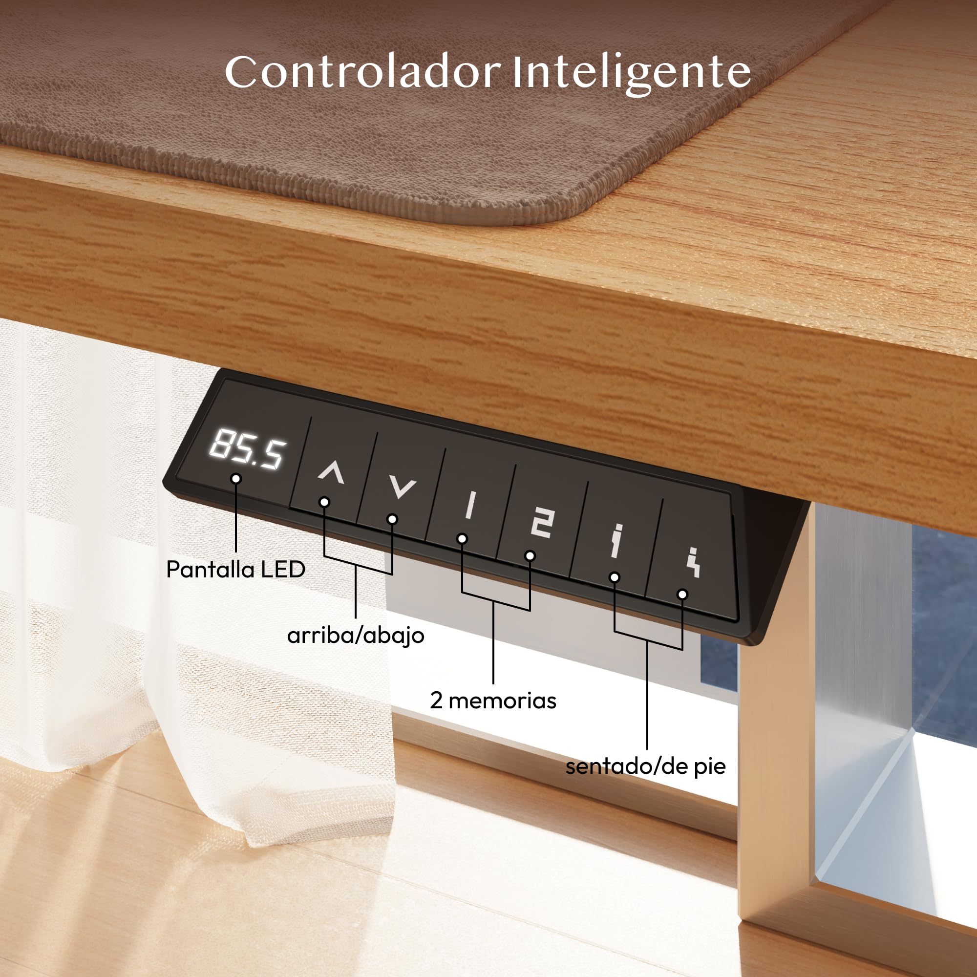FLEXISPOT Escritorio Elevable Eléctrico 140x60cm, Mesa Escritorio Elevable, Standing Desk Regulable con Memoria, Sistema Anticolisión, Carga 100KG, Mesa Oficina para Casa, Teletrabajo y Gaming, Arce