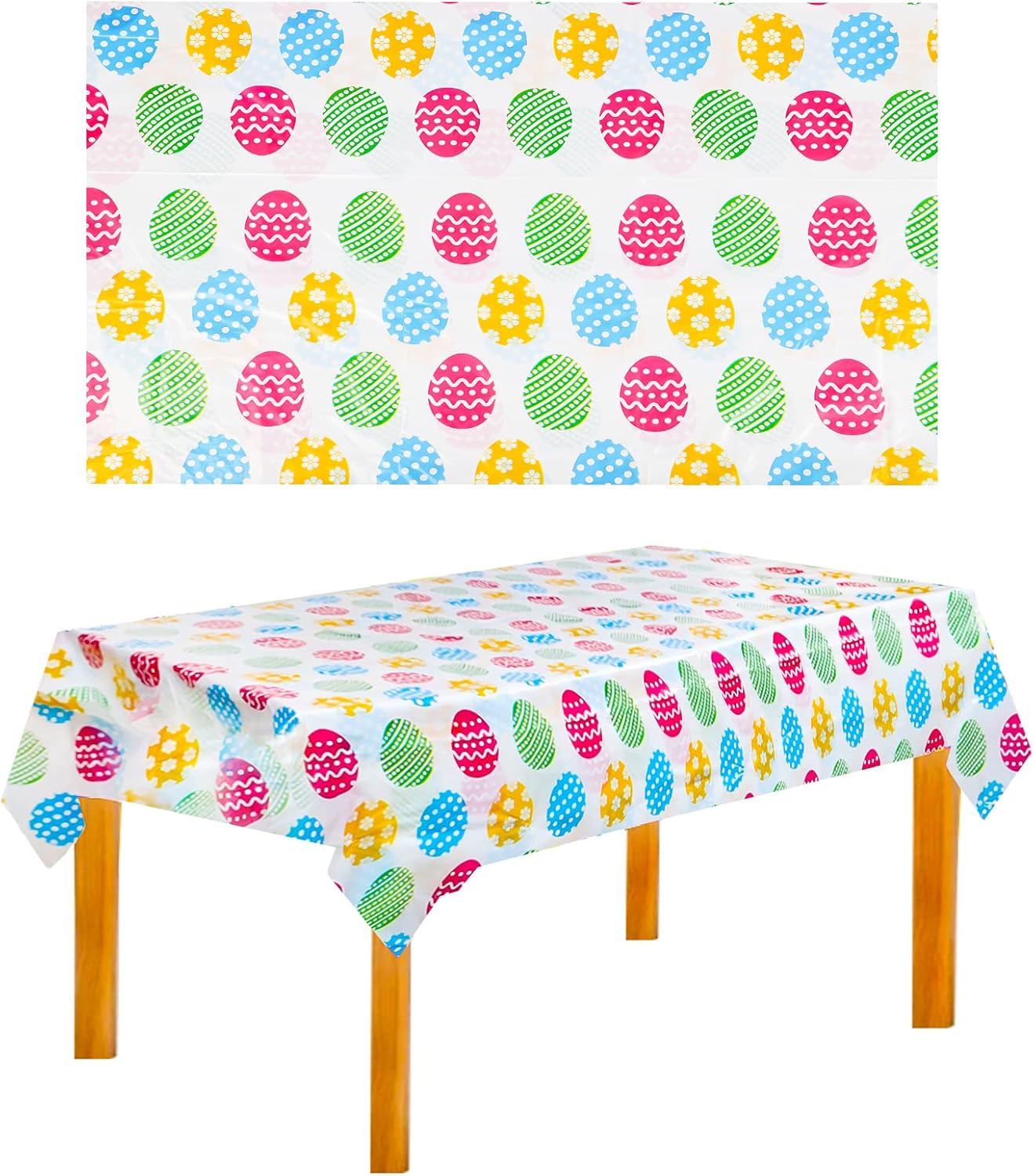 IKAYAS Easter Tablecloth Easter Table Cover, Easter Colorful Tablecloth 137 x 274 cm Vinyl