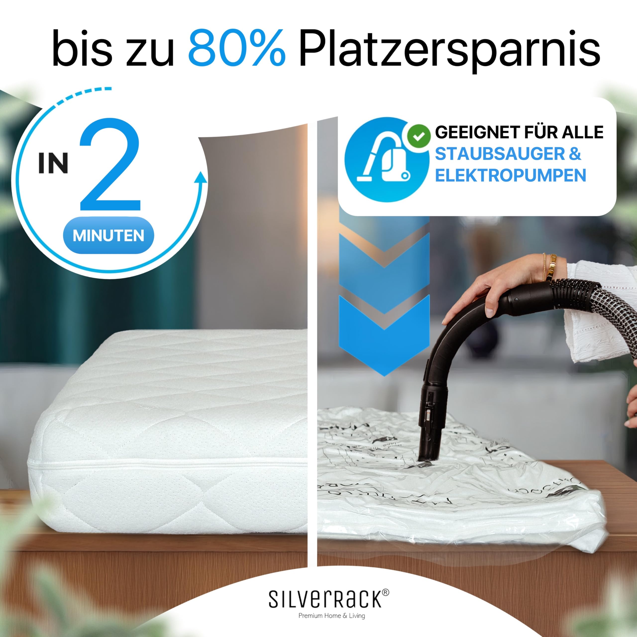 SilverRack Lot de 2 sacs sous vide pour matelas de 130 x 240 cm - Convient pour matelas de 90 x 200 cm - Sac de rangement pour matelas - Idéal pour déménagement - Housse de matelas