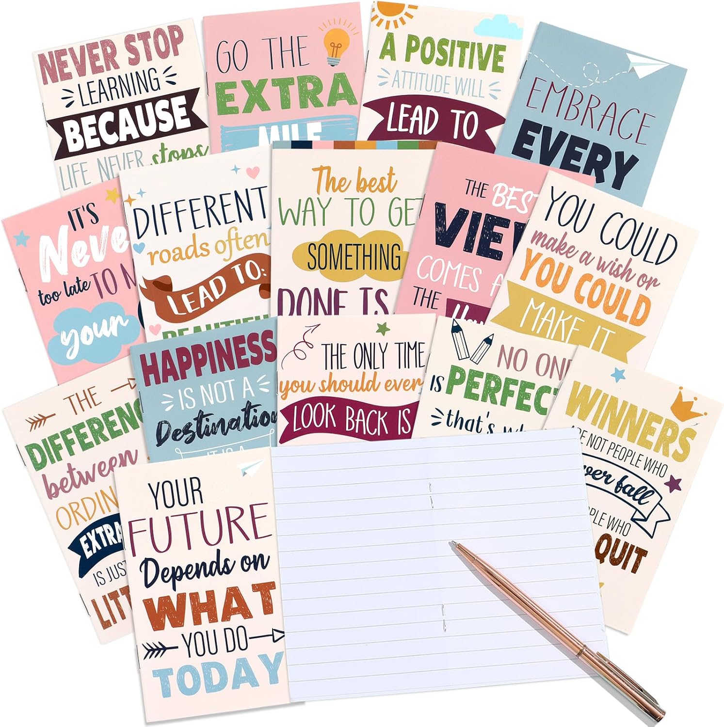 Qyeahkj 30pcs Boho Inspirational Notepads Mini