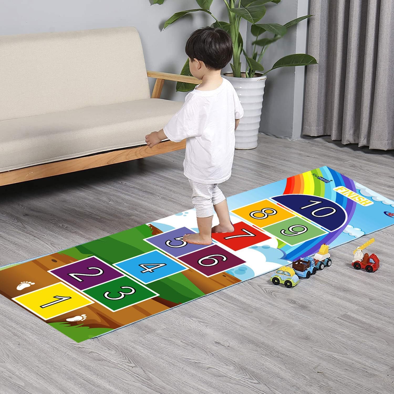 Kids Mandi Hopscotch Count & Jump Game | Jumbo Kids Play Mat (40" x 108") | Unique Balancing Game | Large Size for 3 Years and up 1