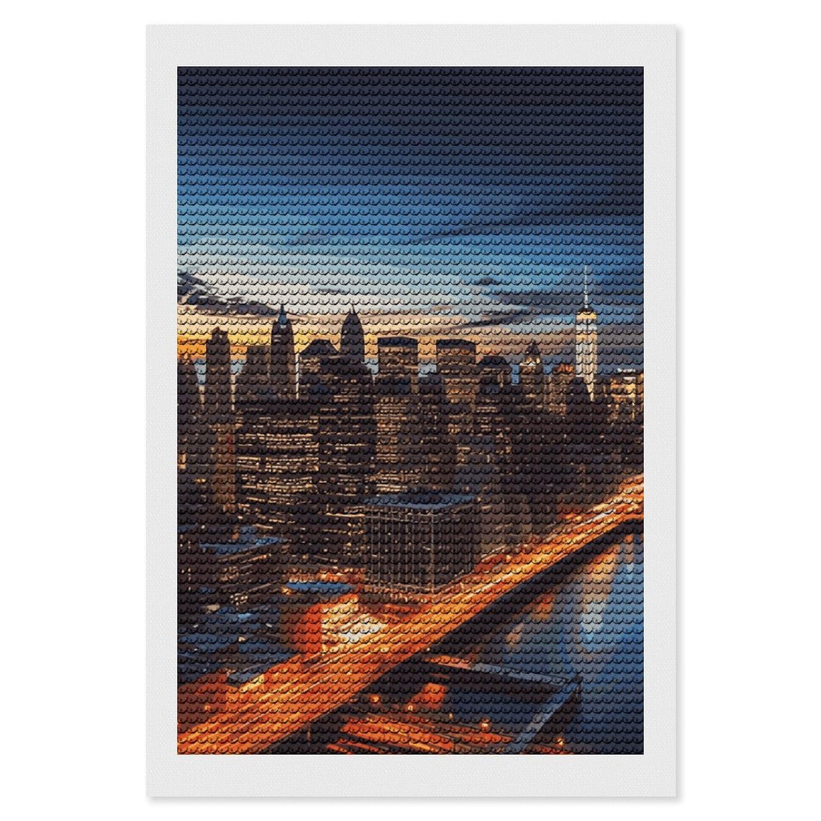 DWVTSLH New York City Scenery Diamond Painting Kits for Adults, Personalized Diamond Photo Art Full Drill, DIY 5D Diamond Art Painting Kits for Beginners, Home Wall Decor 8"x12"