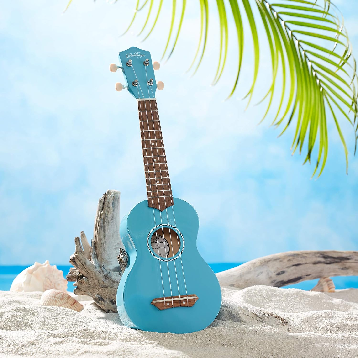 Ashthorpe Soprano Ukulele Bundle (Light Blue) - 21-Inch Uke Beginner Starter Kit with Gig Bag, Cloth, and Picks