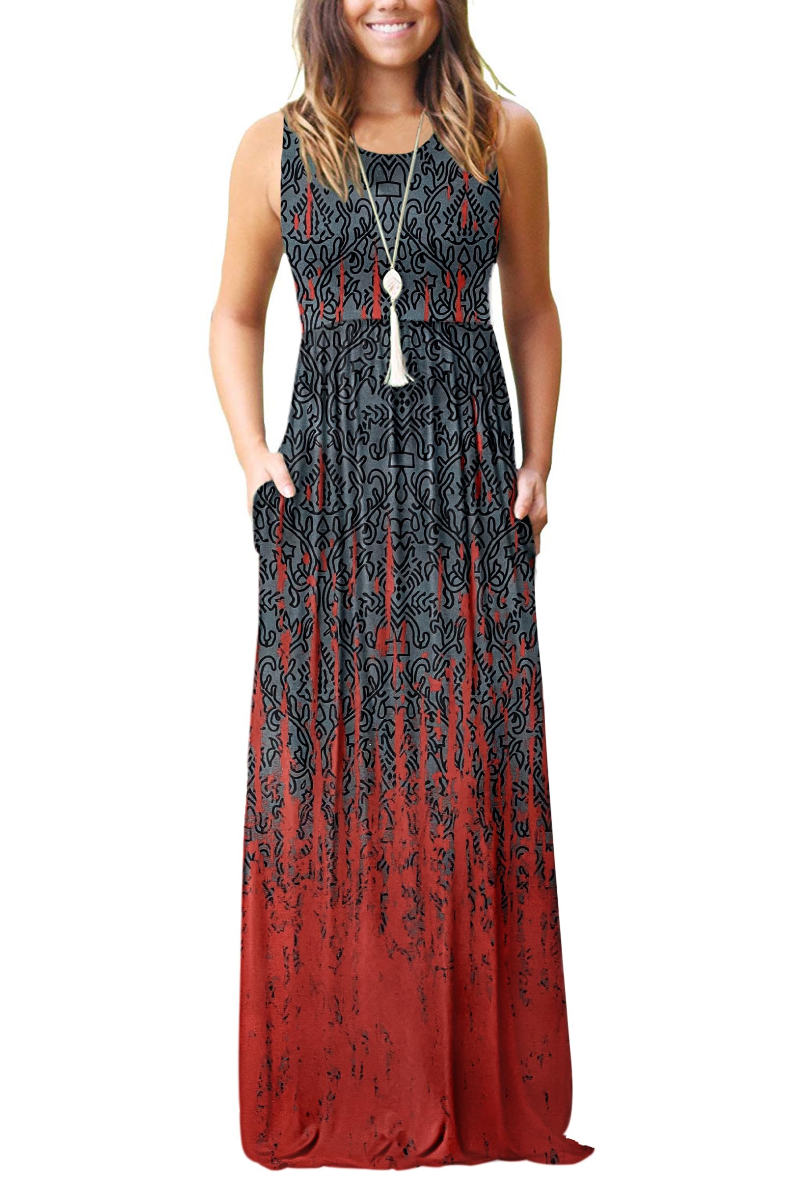 Women's Summer Sleeveless Loose Maxi Dress Casual Long Dresses with Pockets 2026 New