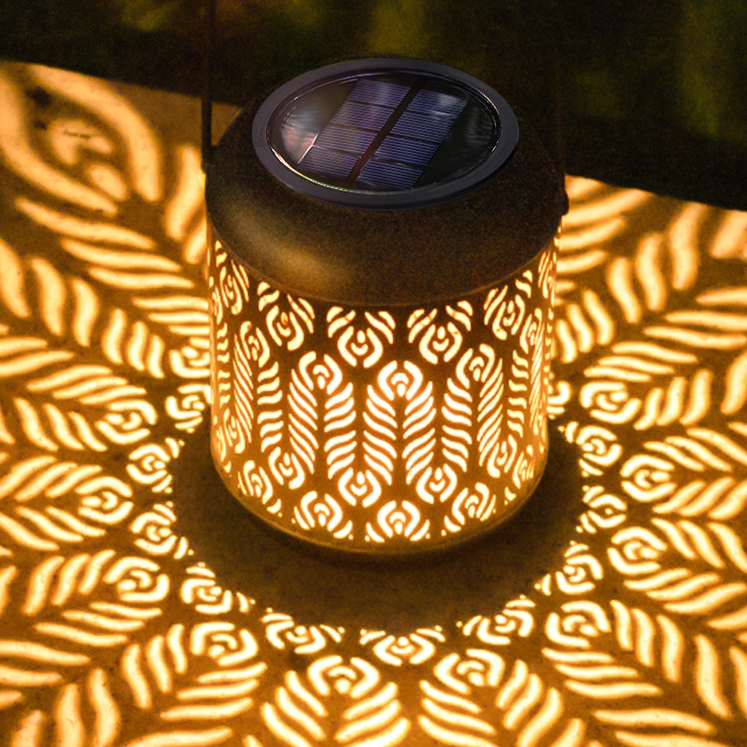 Solar Lantern Outdoor Hanging Lanterns Garden Metal Decorative Light Warm White LED Waterproof Landscape Lighting for Table Pathway Party Yard - 2 Pack