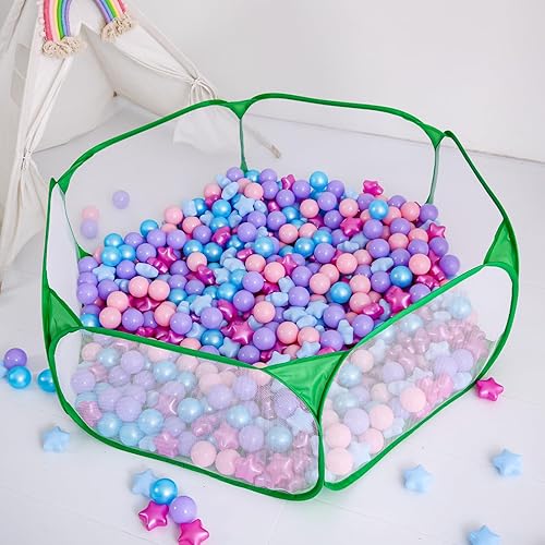 Vista 61 de STARBOLO Tienda de campaña para niños con pelotas, plegable para niños pequeños, piscina de pelotas, valla de gateo para interiores y exteriores