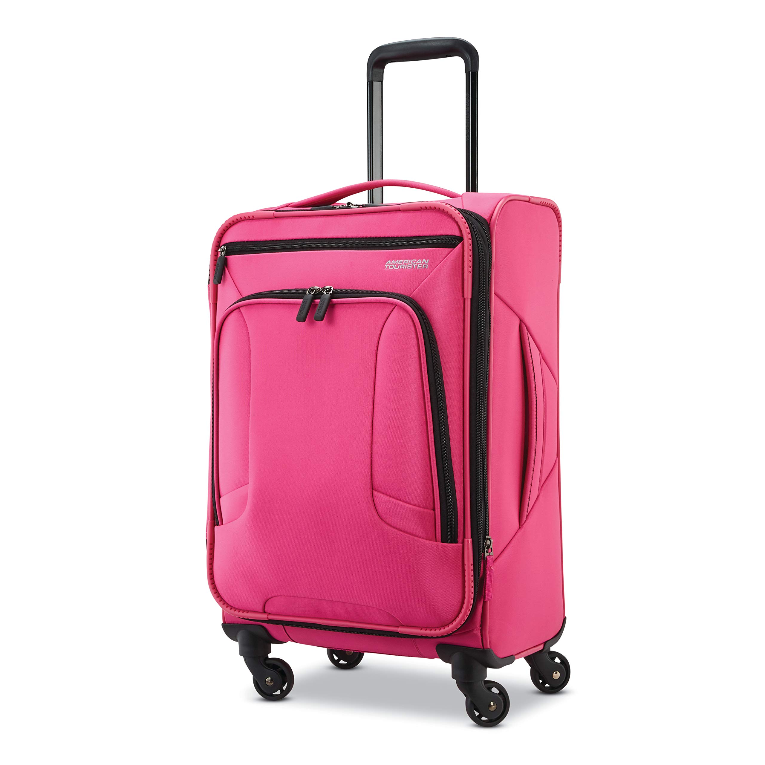 American Tourister 4 Kix Expandable Softside Luggage with Spinner Wheels, Pink, Carry-On 21-Inch