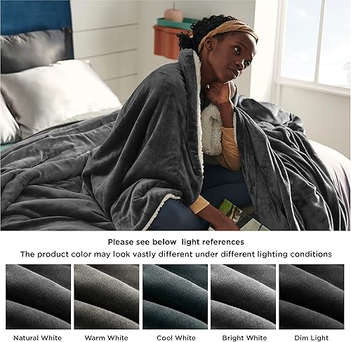 Miniatura 9 de Bedsure Manta de tamaño individual de vellón sherpa para el sofá, manta gruesa y cálida para el invierno, suave y mullida, para el otoño, color