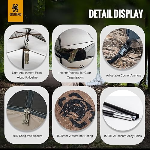 Miniatura 3 de OneTigris COSMITTO - Tienda de campaña para 2 personas, ligera, impermeable, de 3 estaciones, para senderismo, montañismo al aire libre