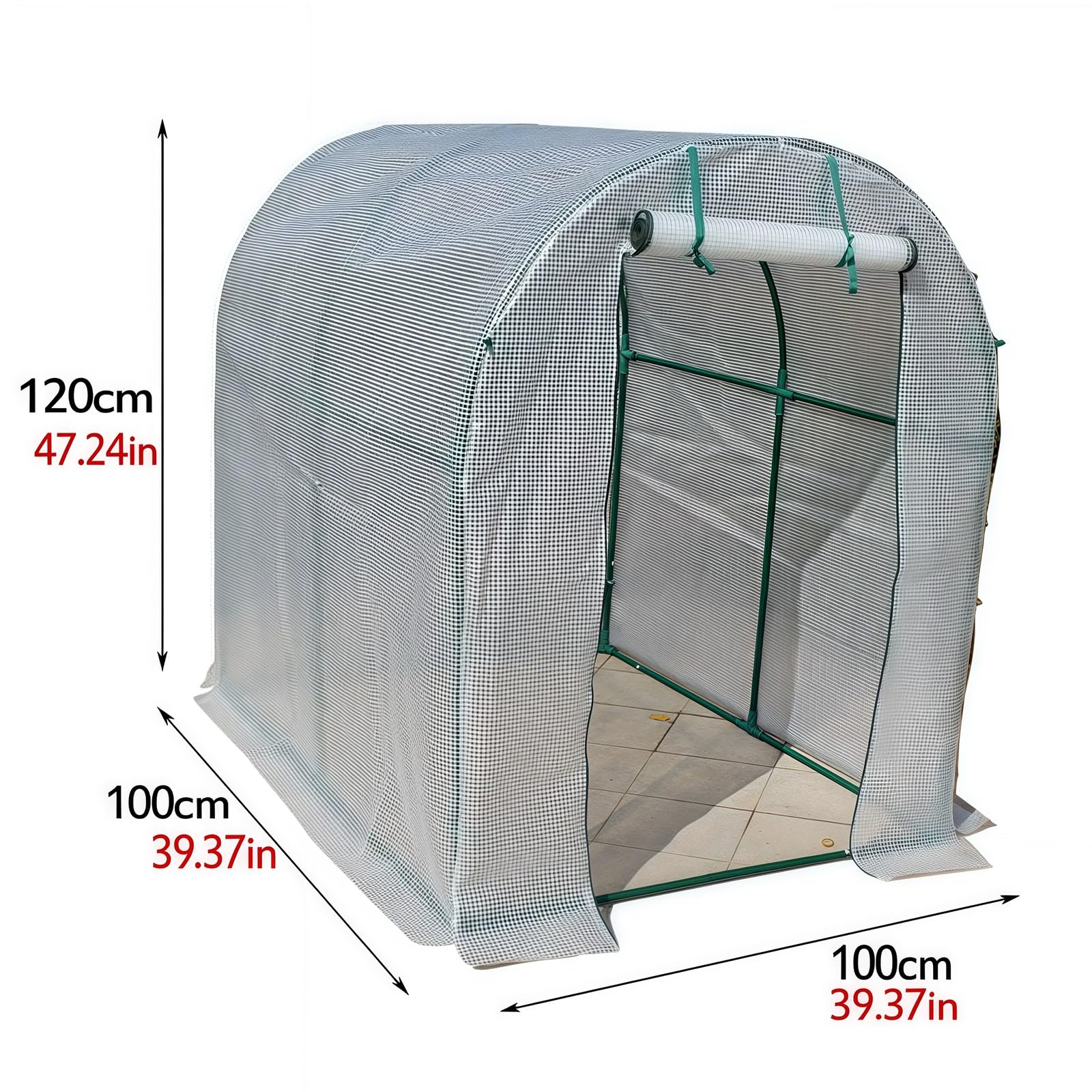 Serres portatives de Plain-Pied, Serre de Jardin intérieure et extérieure Pop-up, Porte à Fermeture éclair, Couverture en PE, 100x100x120cm(150x120x150cm)