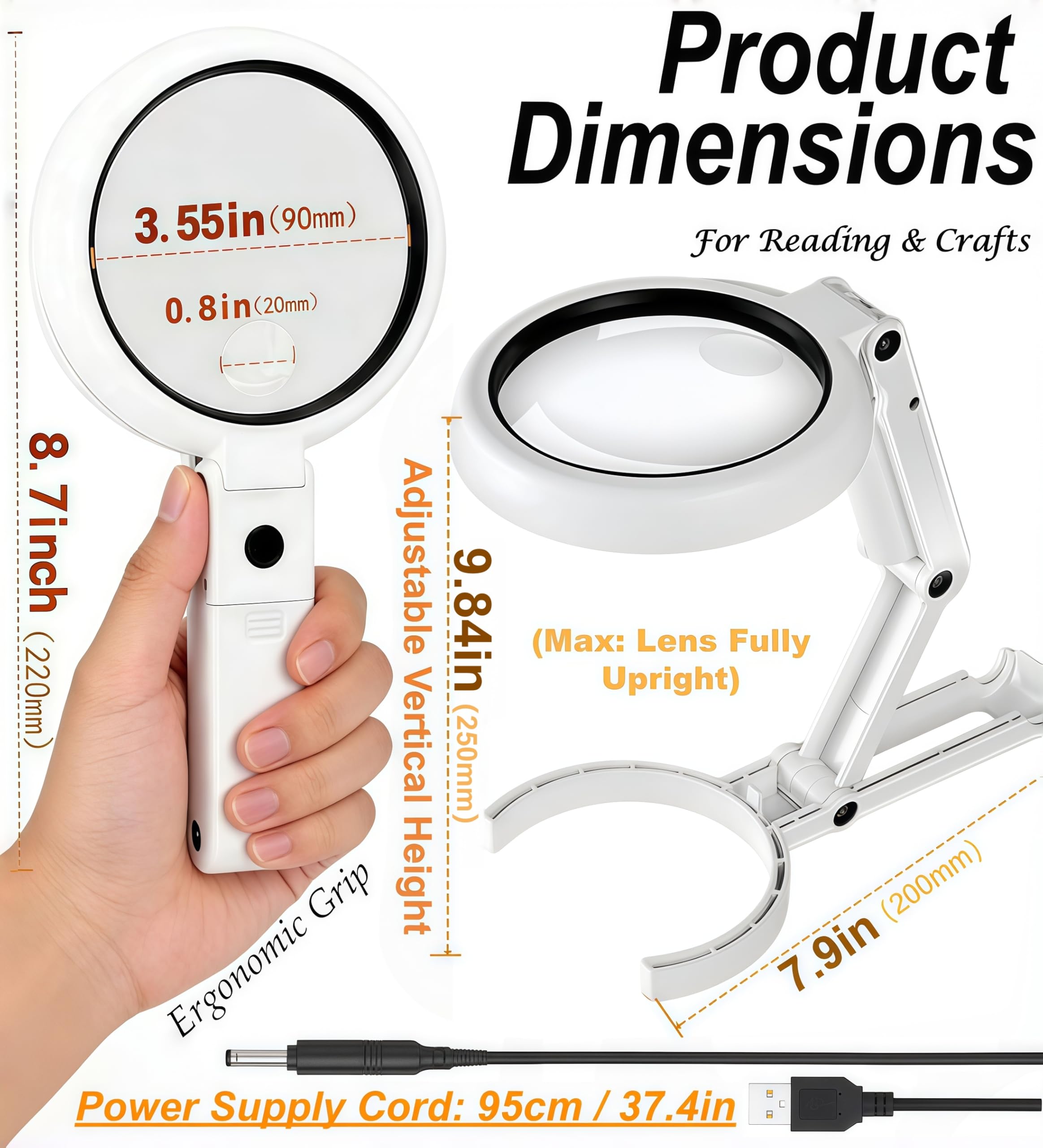 拡大鏡 手持ち式 読書用拡大鏡 手持ち式拡大鏡 折りたたみ式 ポータブル拡大鏡 10倍 20倍 30倍拡大鏡 文房具 オフィス用品  Amazon.co.jp: 30倍 10倍 拡大鏡 ライトとスタンド付き 折りたたみ式 ハンドヘルド ハンズフリー 大型LED拡大鏡  調節可能なフォーカスデュアル ...